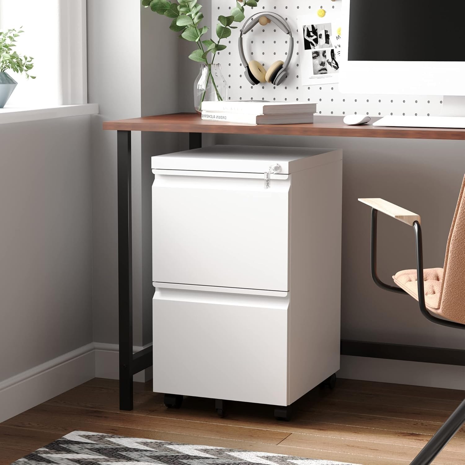 Letaya 3 Drawer Mobile File Cabinet with Lock,Under Desk Metal Small Filing Cabinets for Home Office Organizer Letters/Legal/A4(Fully Assembled Except Wheels-Black)