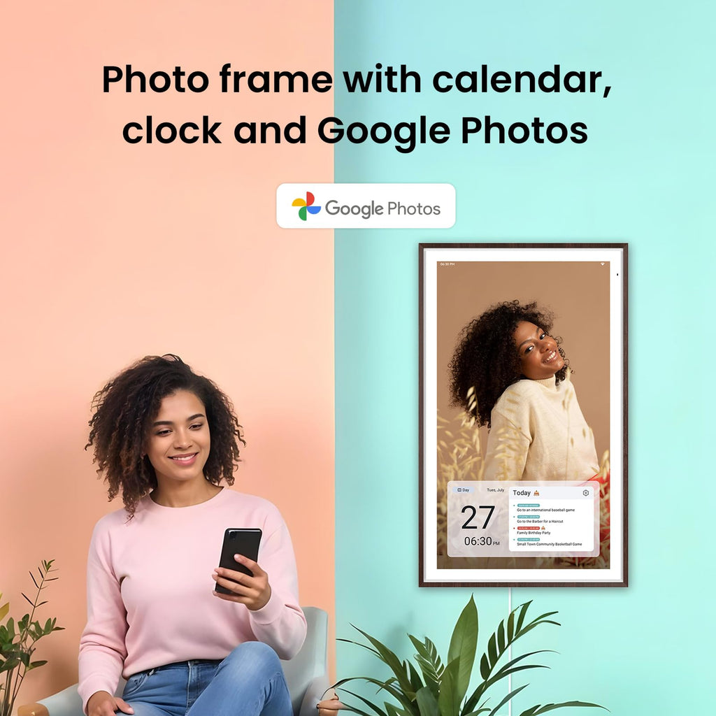 Apolosign 27-inch Digital Calendar & Smart Family Wall Planner, No Subscription, Calendar & Dashboard Dual-Mode System, Shared Touchscreen Display with Calendar Sync, Chore Charts & Family Scheduling Hub, Wall Mount Included (Black)