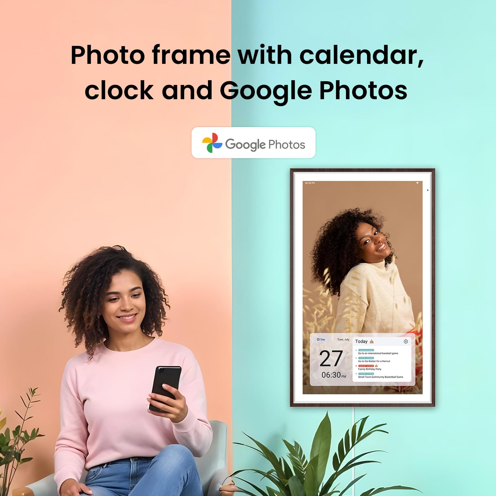 Apolosign 27-inch Digital Calendar & Smart Family Wall Planner, No Subscription, Calendar & Dashboard Dual-Mode System, Shared Touchscreen Display with Calendar Sync, Chore Charts & Family Scheduling Hub, Wall Mount Included (Black)