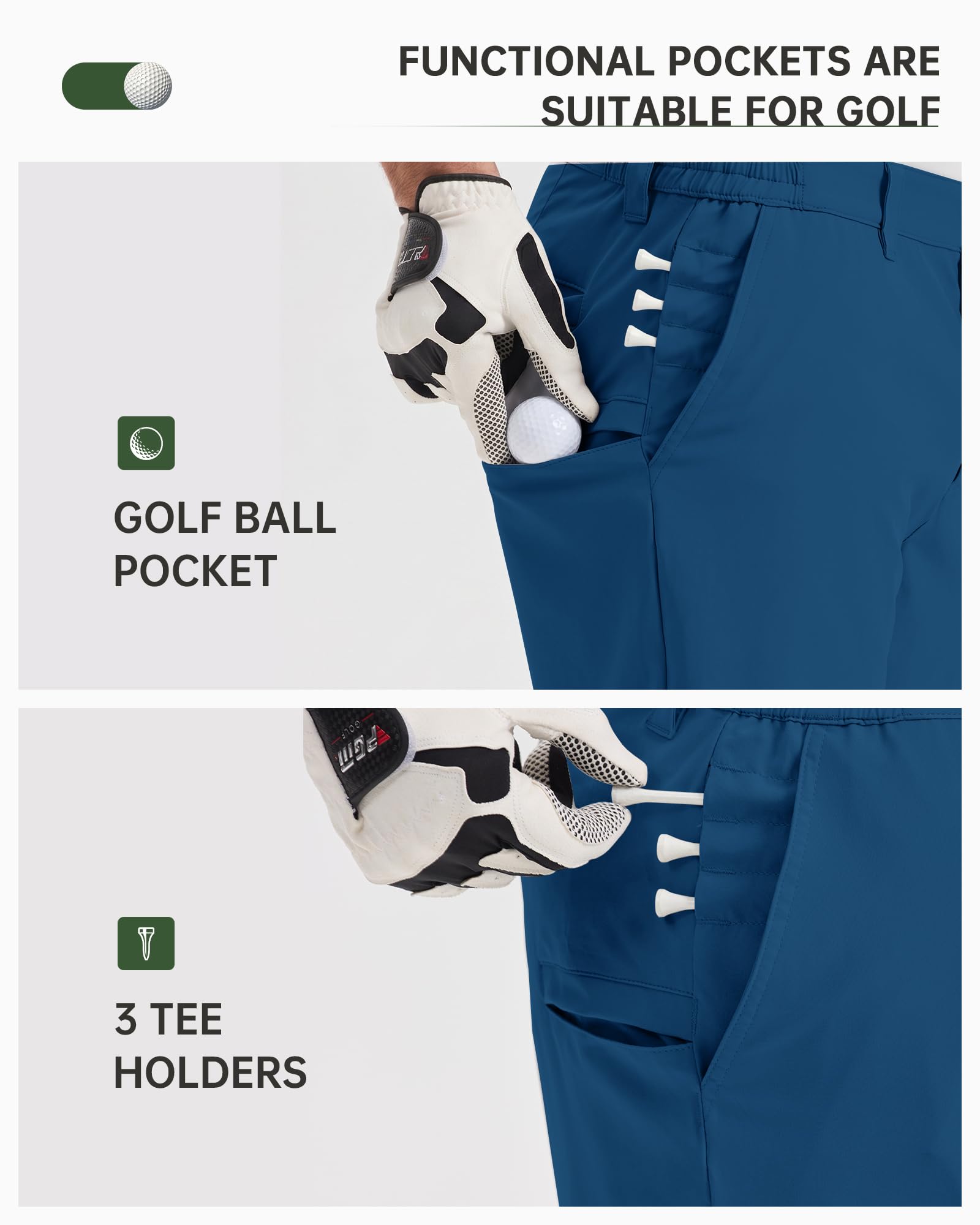 33,000ft Men's Golf Shorts 9" Dry Fit Stretch Golf Short UPF 50+ Lightweight Flat Front Golf Shorts with Pockets