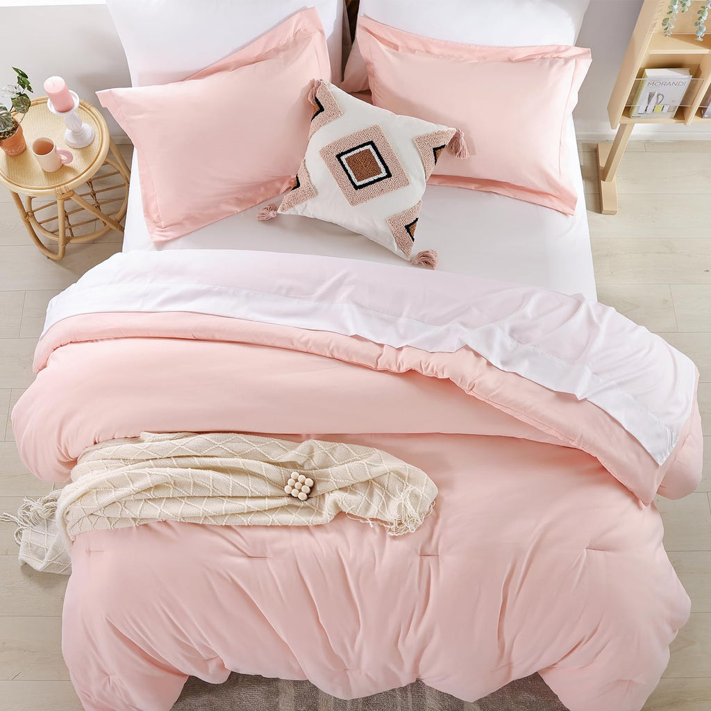 weigelia Twin Comforter Set 5 Pieces Beige Bed in A Bag Soft Queen Bedding Set Lightweight Comforter Set for Women and Men（Comforters, Flat & Fitted Sheets, Pillowcases & Shams）