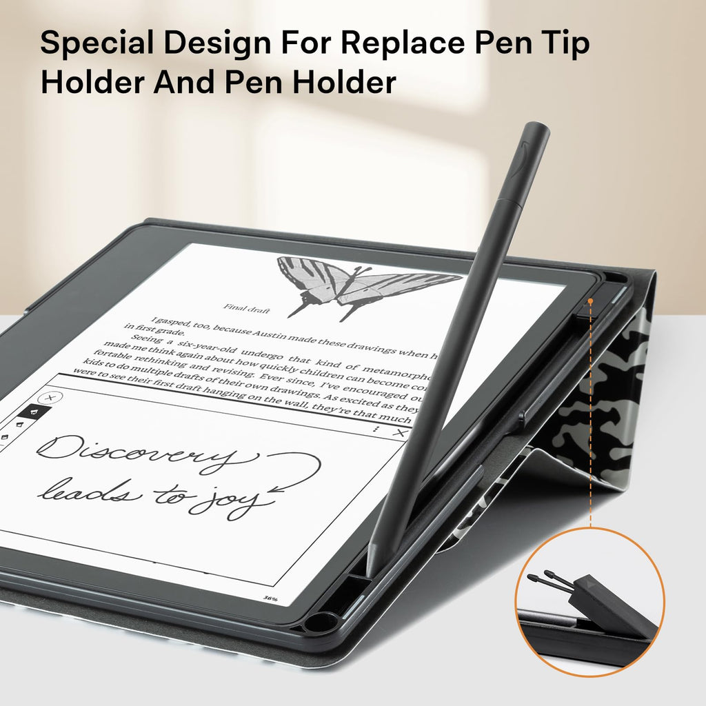 CoBak Stand Case for Kindle Scribe - Premium Folio Leather Cover with Pen Holder, Auto Sleep/Wake - Compatible with 10.2 Inch Kindle Scribe (2022/2024 Release)