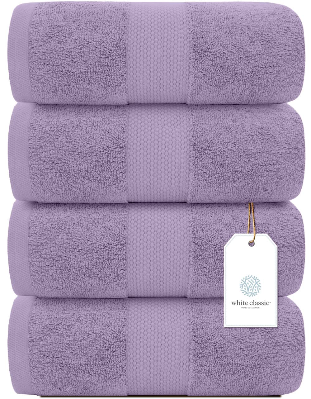 White Classic Luxury Bath Towels Set of 4 Large - 700 GSM Turkish Cotton Ultra Soft Bath Towels 27x54 | Highly Absorbent and Quick Dry | Hotel Towels for Bathroom Luxury, Plush Shower Towels, White