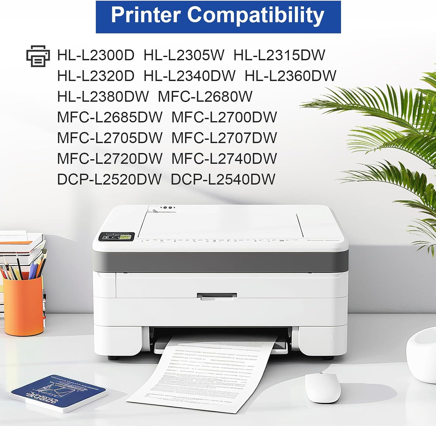 TN630 Black Toner Cartridge Replacement for Brother TN 630 TN-630 Toner for HL-L2300D HL-L2305W HL-L2320D HL-L2360DW HL-L2380DW MFC-L2680W MFC-L2700DW MFC-L2720DW DCP-L2540DW Printer - 2 Pack
