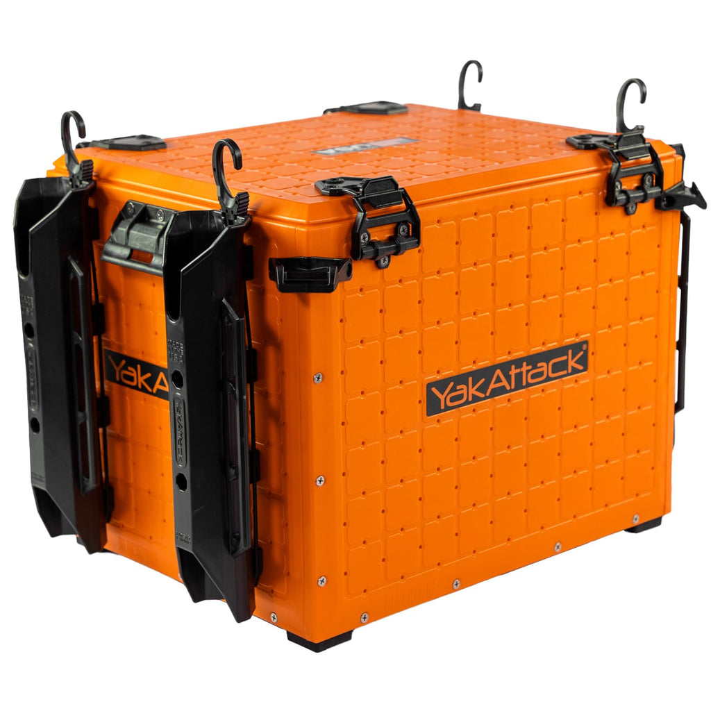 YakAttack BlackPak Pro 13" x 13" Fishing Crate with 3 Rod Holders - Battleship Grey | Compact Tackle Storage Box & Gear Organizer for Kayaks | Lightweight, Durable & Customizable Marine Accessory