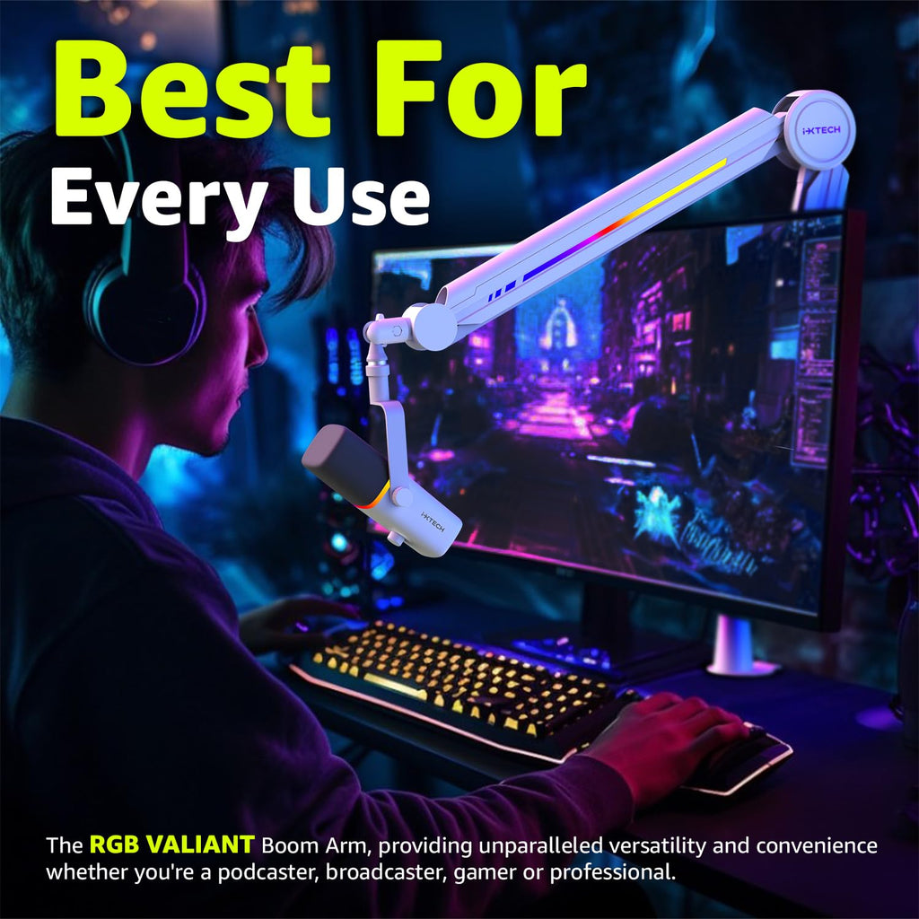 IXTECH Premium Microphone Boom Arm with Desk Mount, 360° Rotatable, Fully Adjustable, for Podcast, Video, Gaming, Radio, Studio, Recording, Sturdy and Universal VALIANT Model