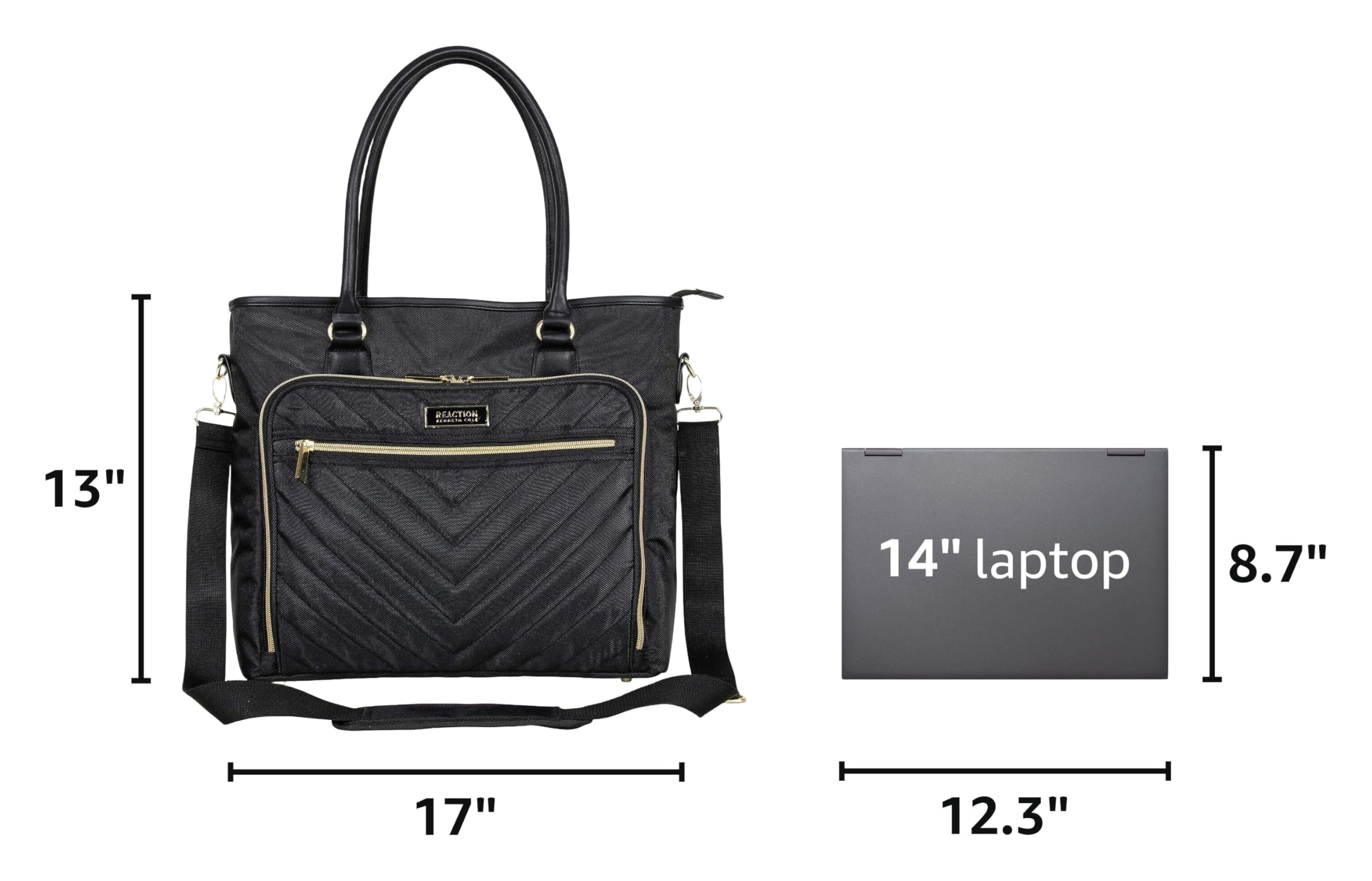 Kenneth Cole REACTION Chelsea Quilted Chevron 15" Laptop & Tablet Business Tote with Removable Shoulder Strap