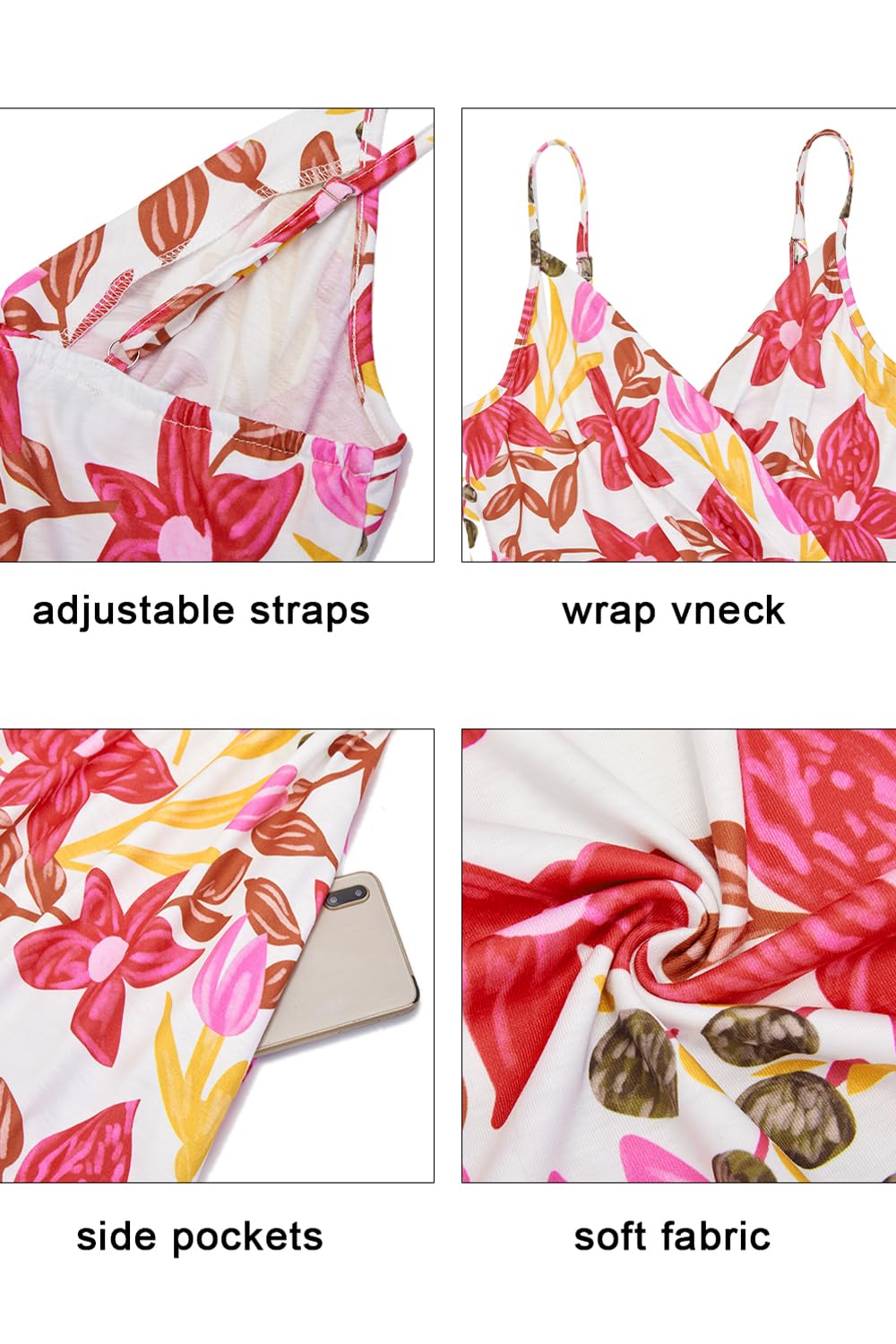 Newshows Women's Summer Dress 2025 Spaghetti Strap Sleeveless V Neck Casual Swing Sundress with Pockets