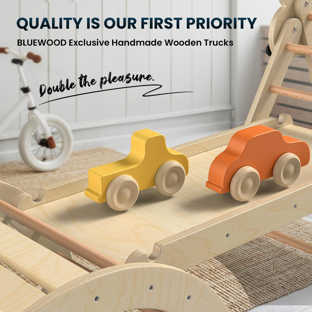 BlueWood Pikler Triangle Set with Safe Handle, Foldable 7-in-1 Montessori Toddler Climbing Toys Indoor, Wooden Pickler Climbing Set, Baby Jungle Gym & Playground, Climbing Toys for 1-3 Year, Colorful