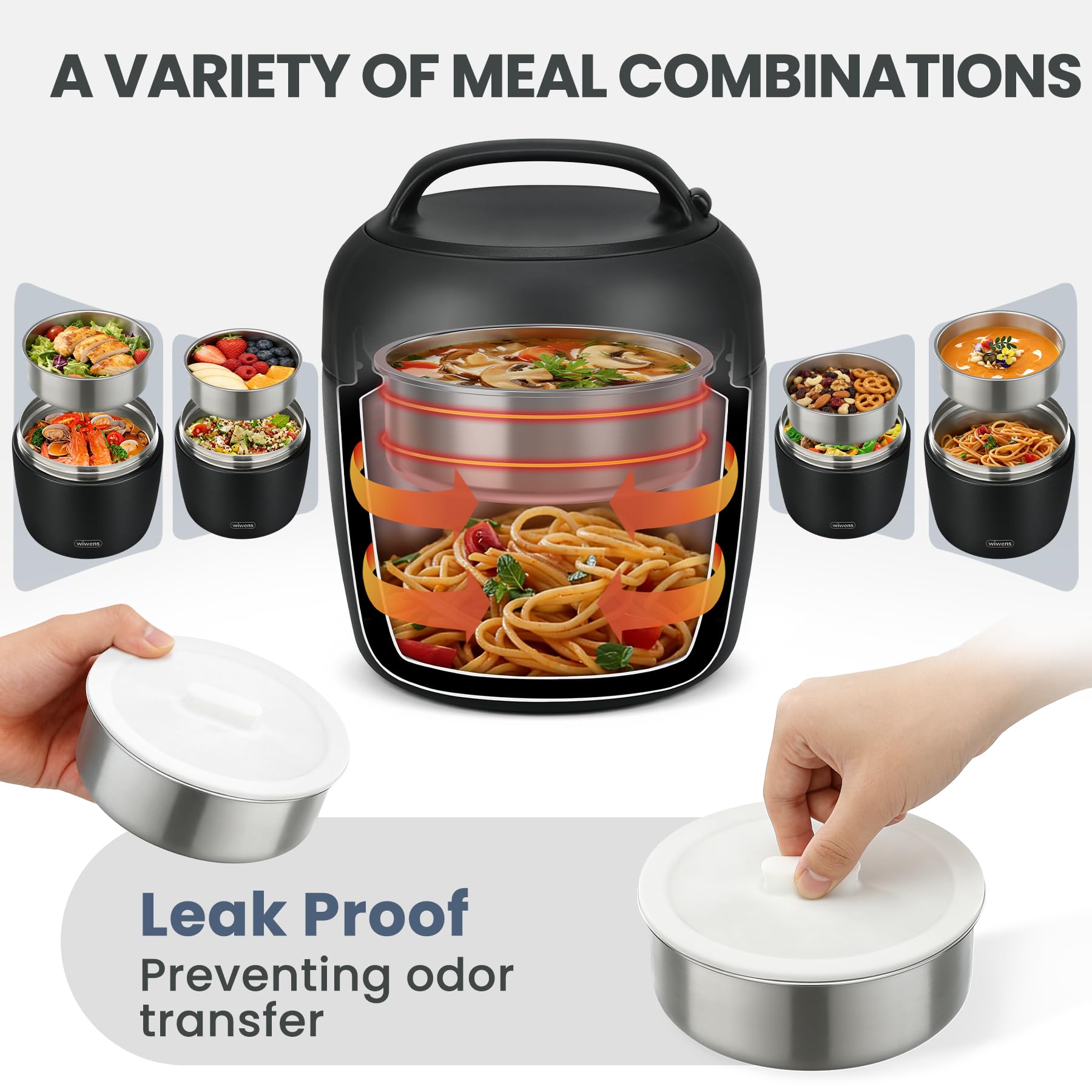 wiwens Thermo Food Jar for Hot Food Adults 32OZ Soup Thermo Lunch Containers Wide Mouth Vacuum Insulated Stainless Steel Leakproof Bento Box with Spoon (Beige)