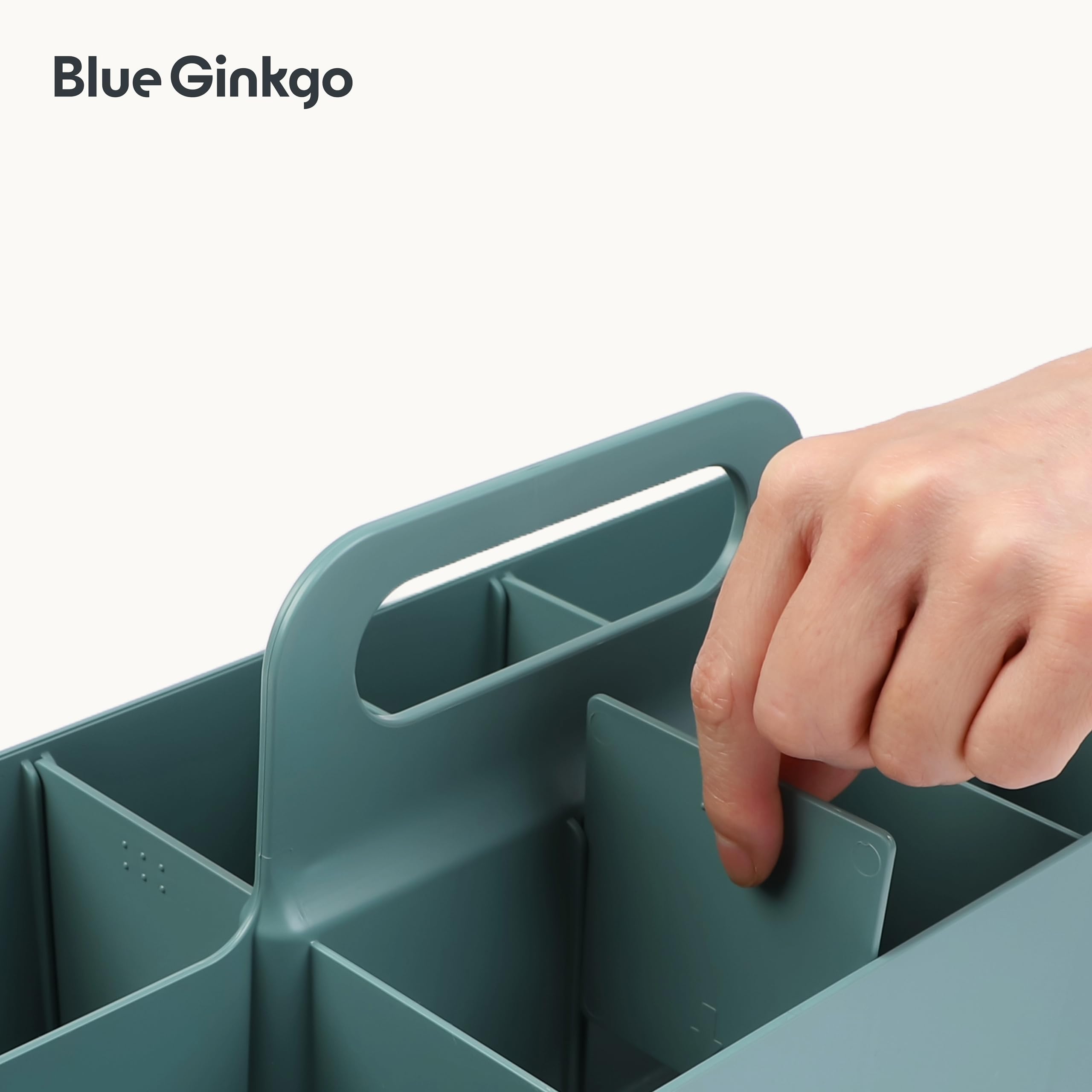 BLUE GINKGO Stackable Organizer Caddy – Korean-Made Portable Tote for Bathroom, Office, Crafts, or School Supplies (Long Rectangle, Blue)