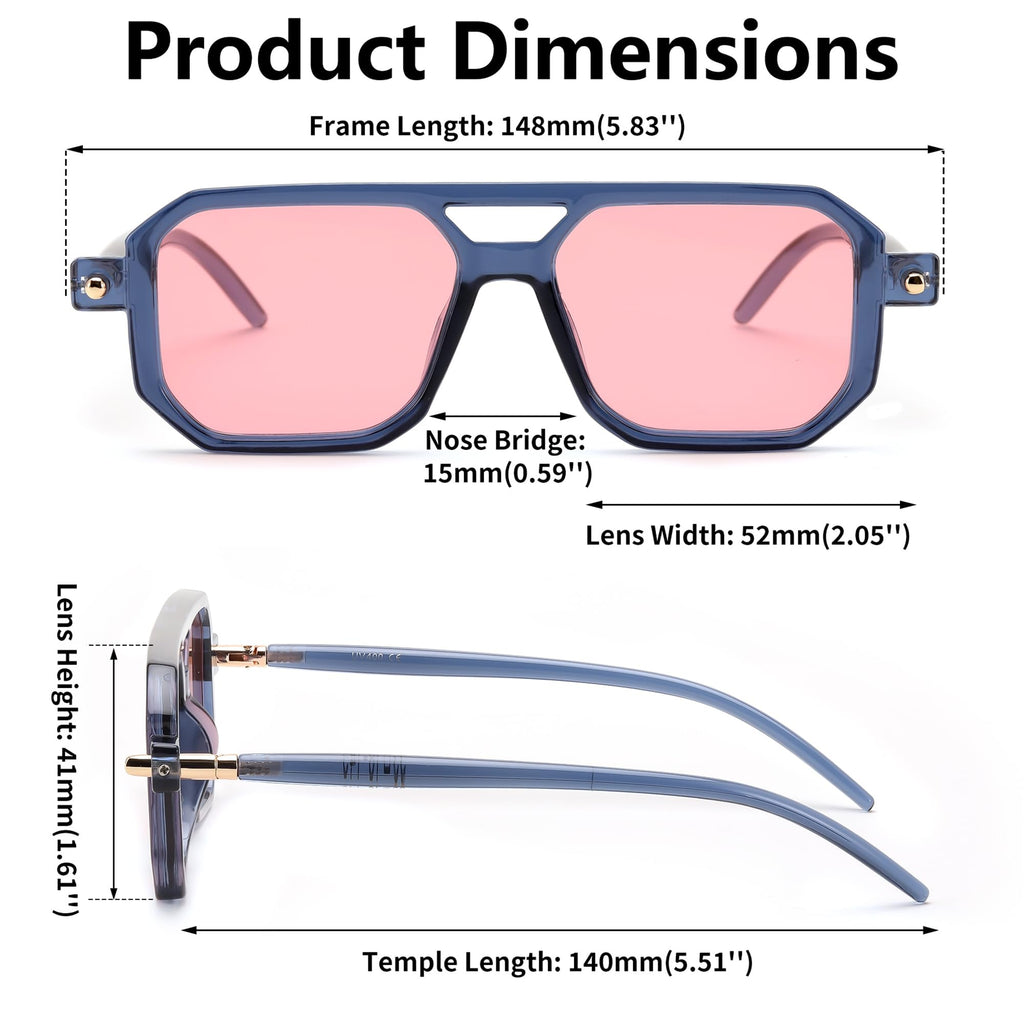 FEISEDY Vintage Square 70s Flat Aviator Sunglasses Women Men Classic Retro Stylish Frame UV400 Sunglasses B2622