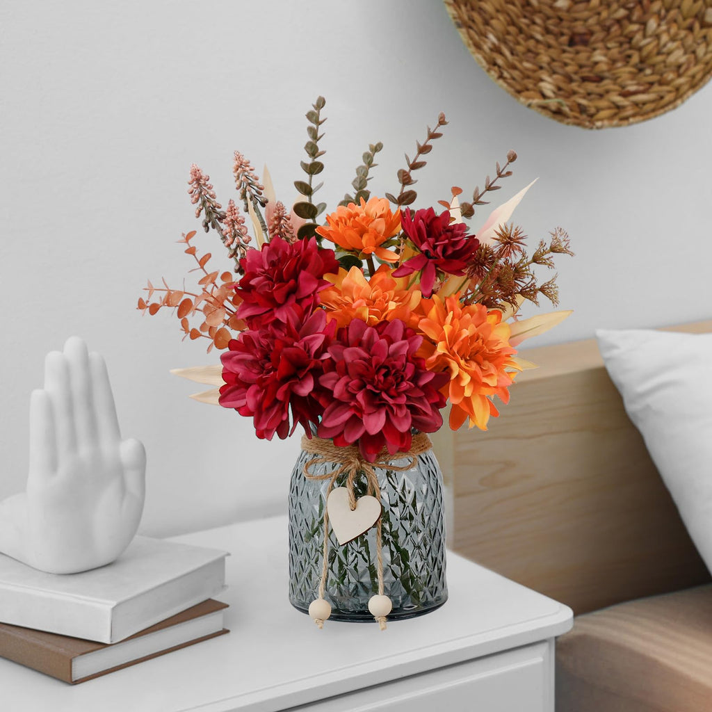 Leftover Fake Flowers in Vase,Faux Flowers in Vase,Table Centerpieces for Dining Room,Flower Centerpieces for Tables,Artificial Flowers,Kitchen Decor,Coffee Table Decor