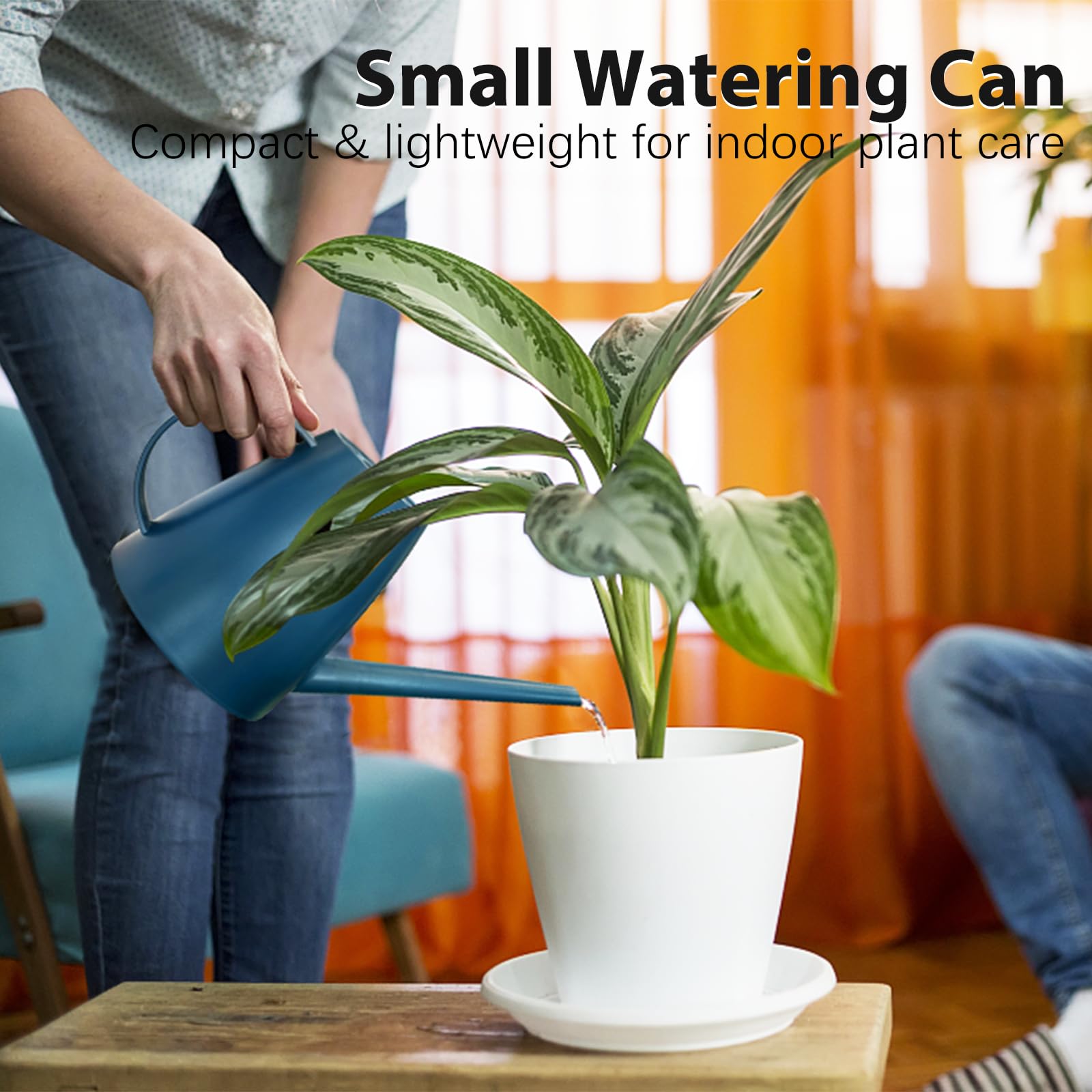 60 oz Watering Can for Indoor Plants, Small Plastic Watering Cans with Removable Nozzle, Long Spout Indoor Water Can for House Plants, Garden Flowers (1.8L 1/2 Gal)