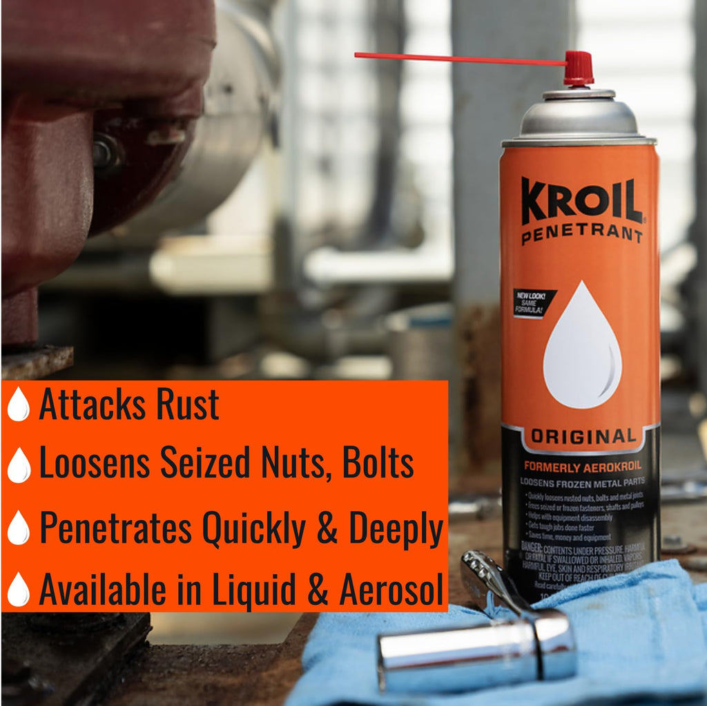 Kroil Original Penetrant - Rust Penetrating Lubricant - Corrosion Inhibitor Oil for Chains, Hinges & Stuck Metal Parts - Home & Industrial Use - Can - 1 gal - 1 Pack (KL011)