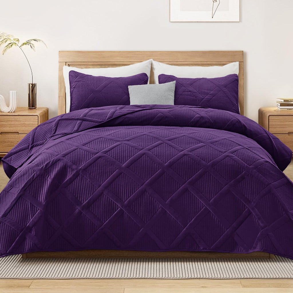 Exclusivo Mezcla Twin Size Quilt Set with Modern Striped Pattern, 2 Pieces Lightweight Black Quilts Bedding Set, Soft Bedspreads Coverlets for All Seasons