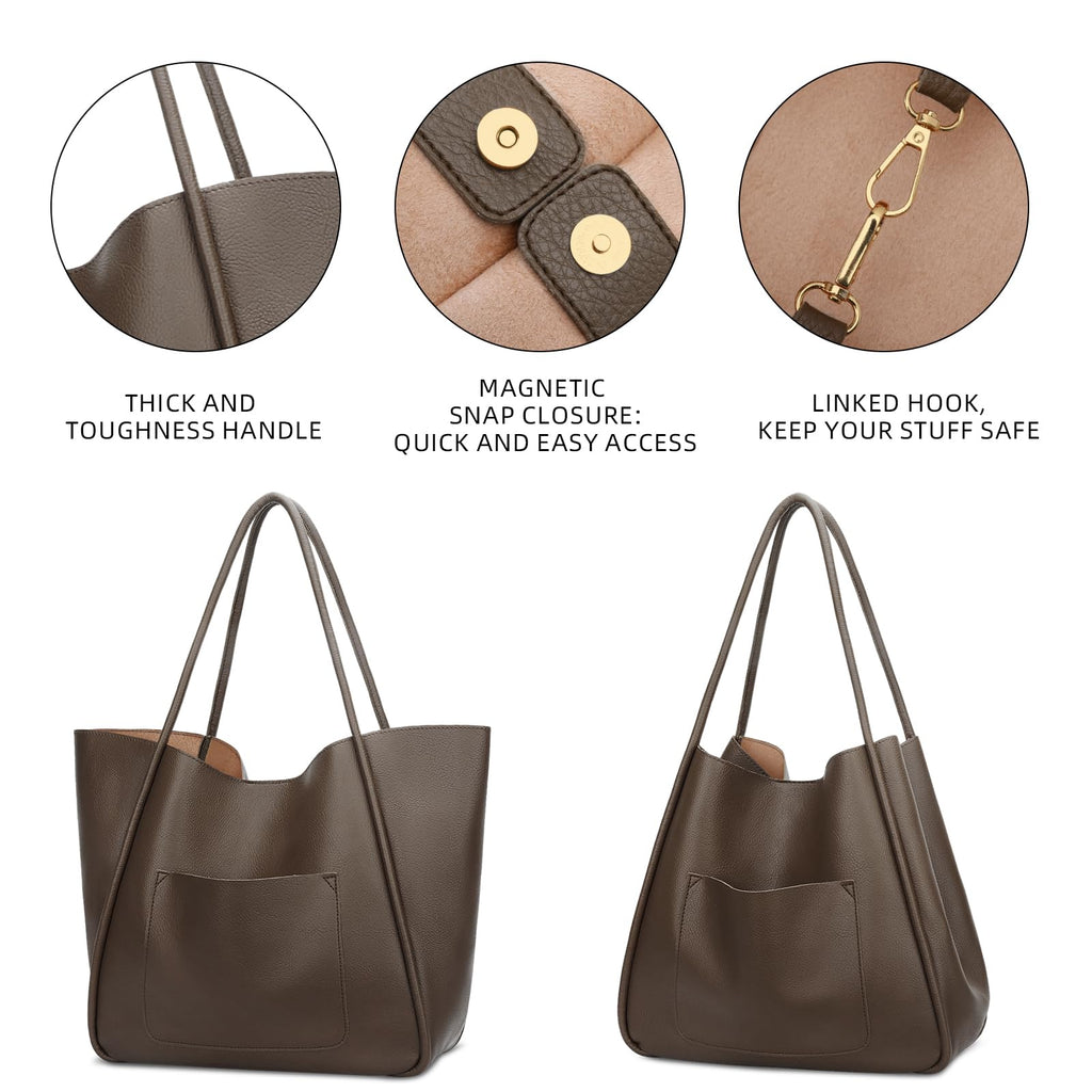 KKXIU Tote Bag for Women Vegan Leather Shoulder Purse Large Capacity Travel Bag