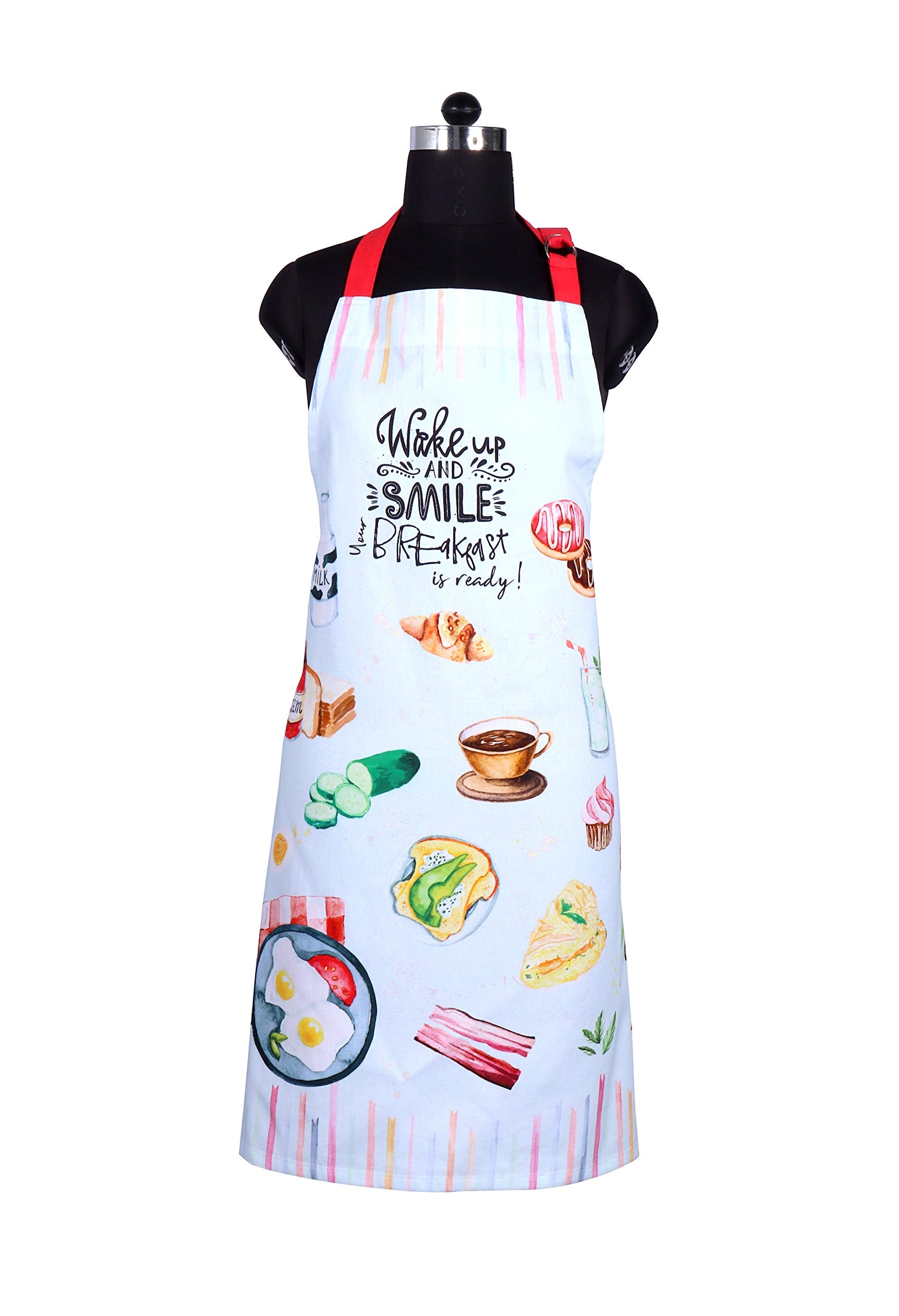 AMOUR INFINI Cotton Aprons for Women with Pocket, Adjustable Strap & Waist Ties - Washable Aprons for Baking, Cooking, Gardening (27.5 x 33 Inches - Blooming Floral)
