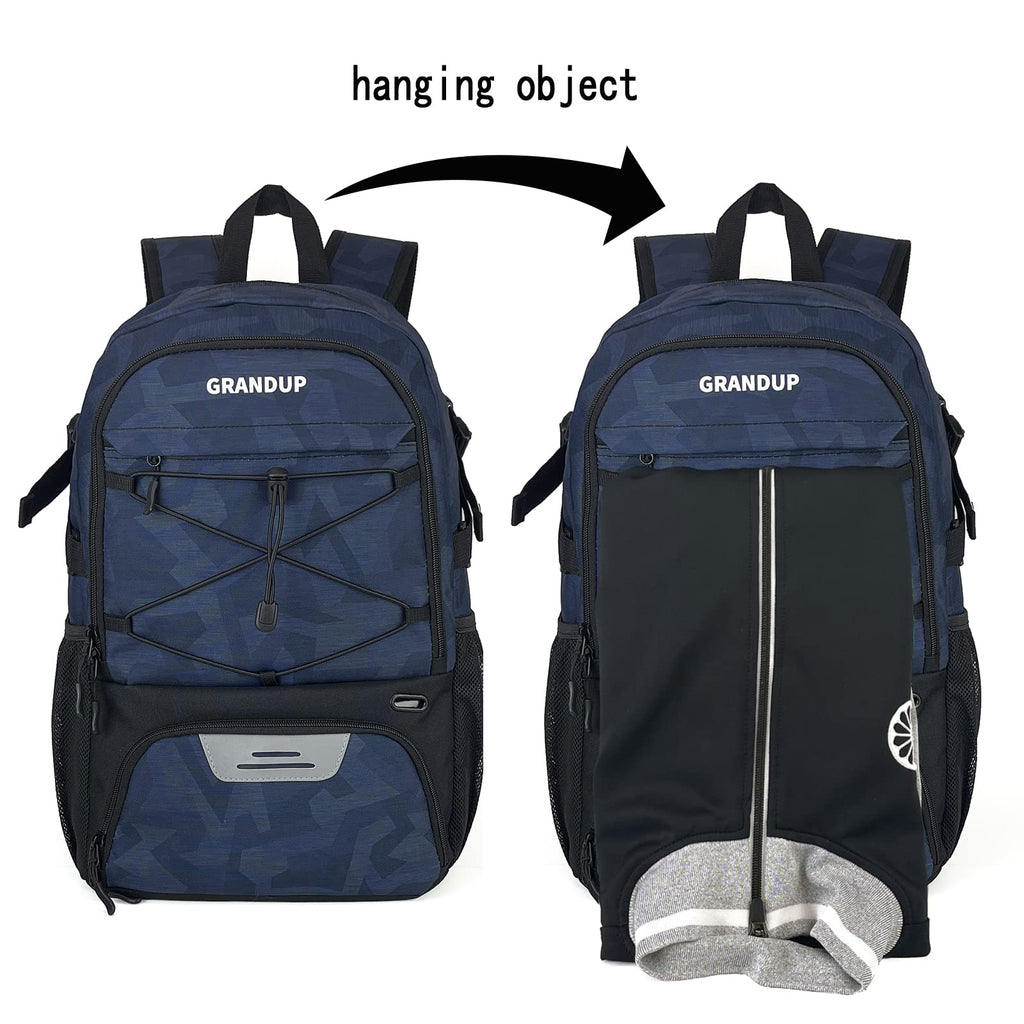 GRANDUP Basketball backpack with ball and shoes compartment Fit Volleyball, soccer, Swim, Gym, Travel, and School, large capacity sports training equipment bags