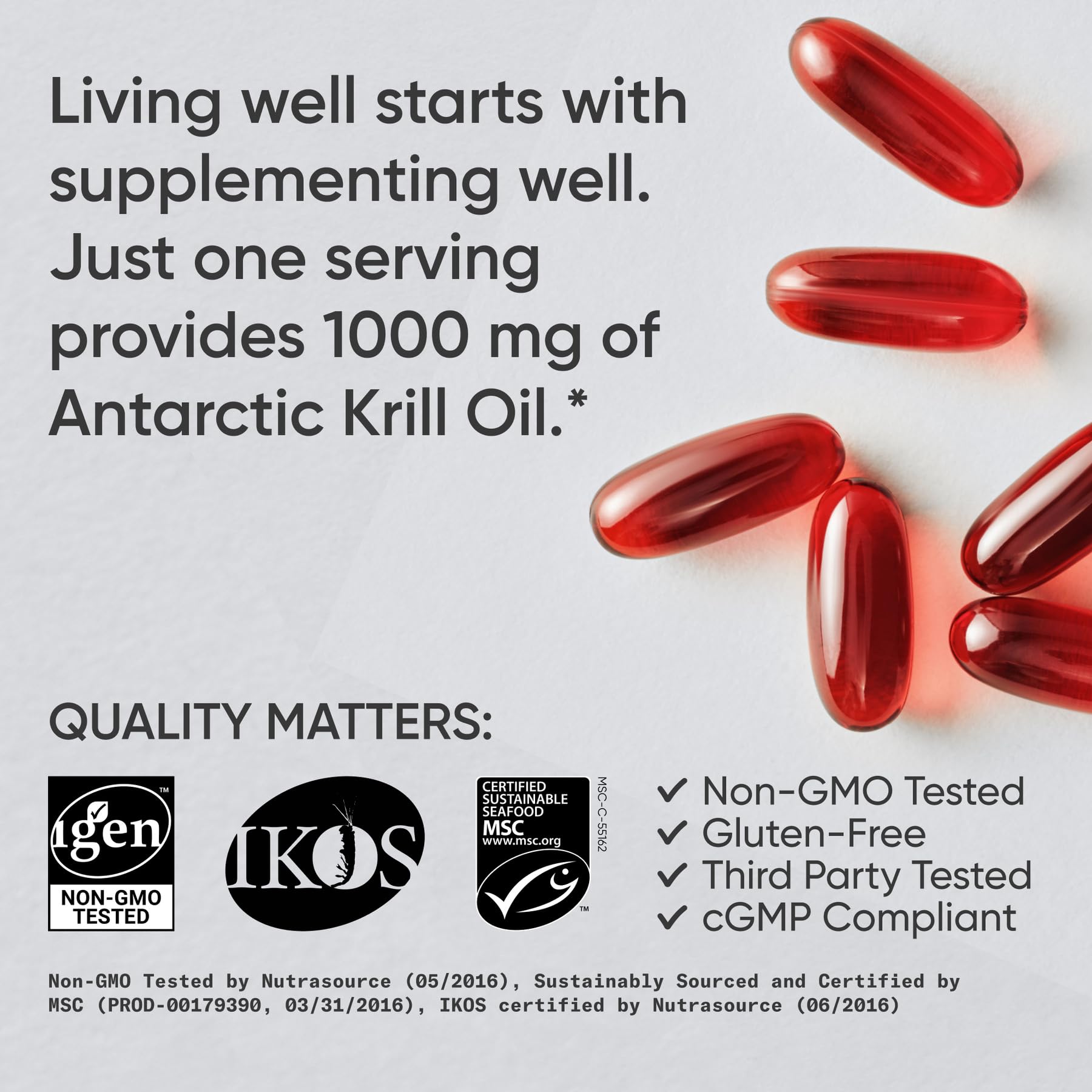 Sports Research Krill Oil Supplement with EPA & DHA Omega 3, Phospholipids & Astaxanthin from Antarctic Krill - Highest Concentration of Krill Oil for Men & Women - 1000mg, 30 Softgel Capsules