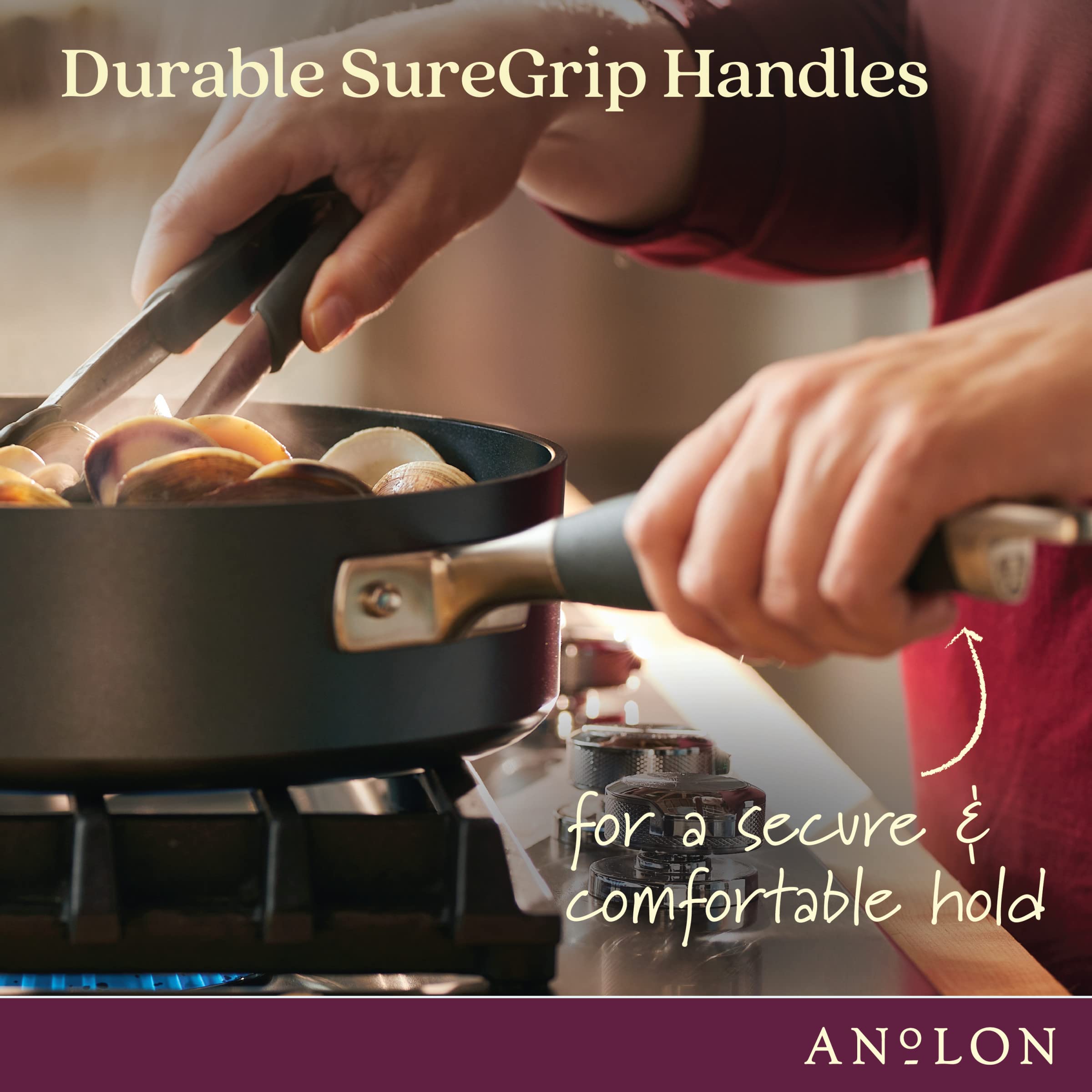 Anolon Advanced Home Hard Anodized Nonstick Sauce Pan/Saucepan with Straining and Lid, 2 Quart (2 Qt Straining Saucepan, Indigo)