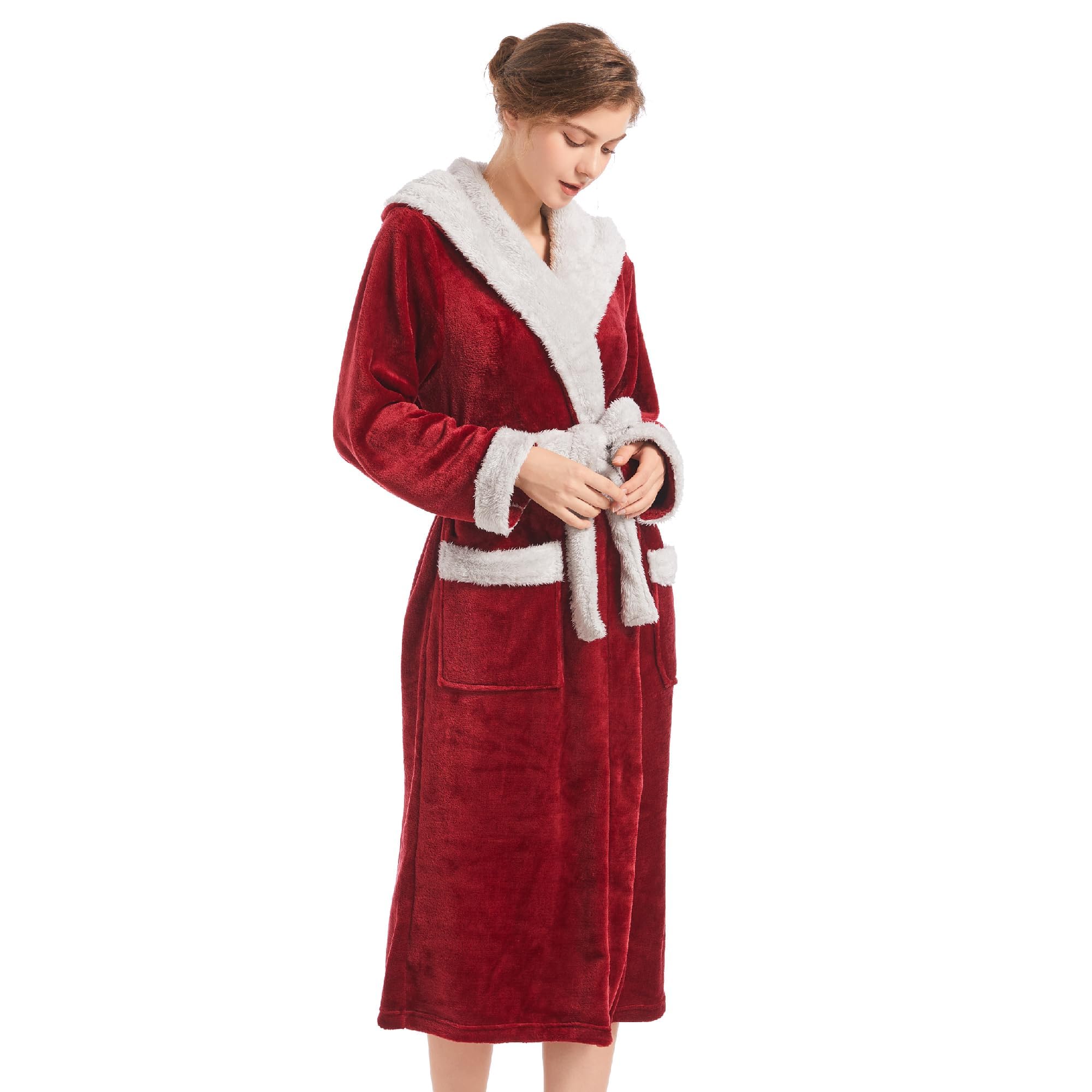 Inner Wish Women Hooded Plush Robe, Fleece Highly Absorbent Cozy Warm Bathrobe