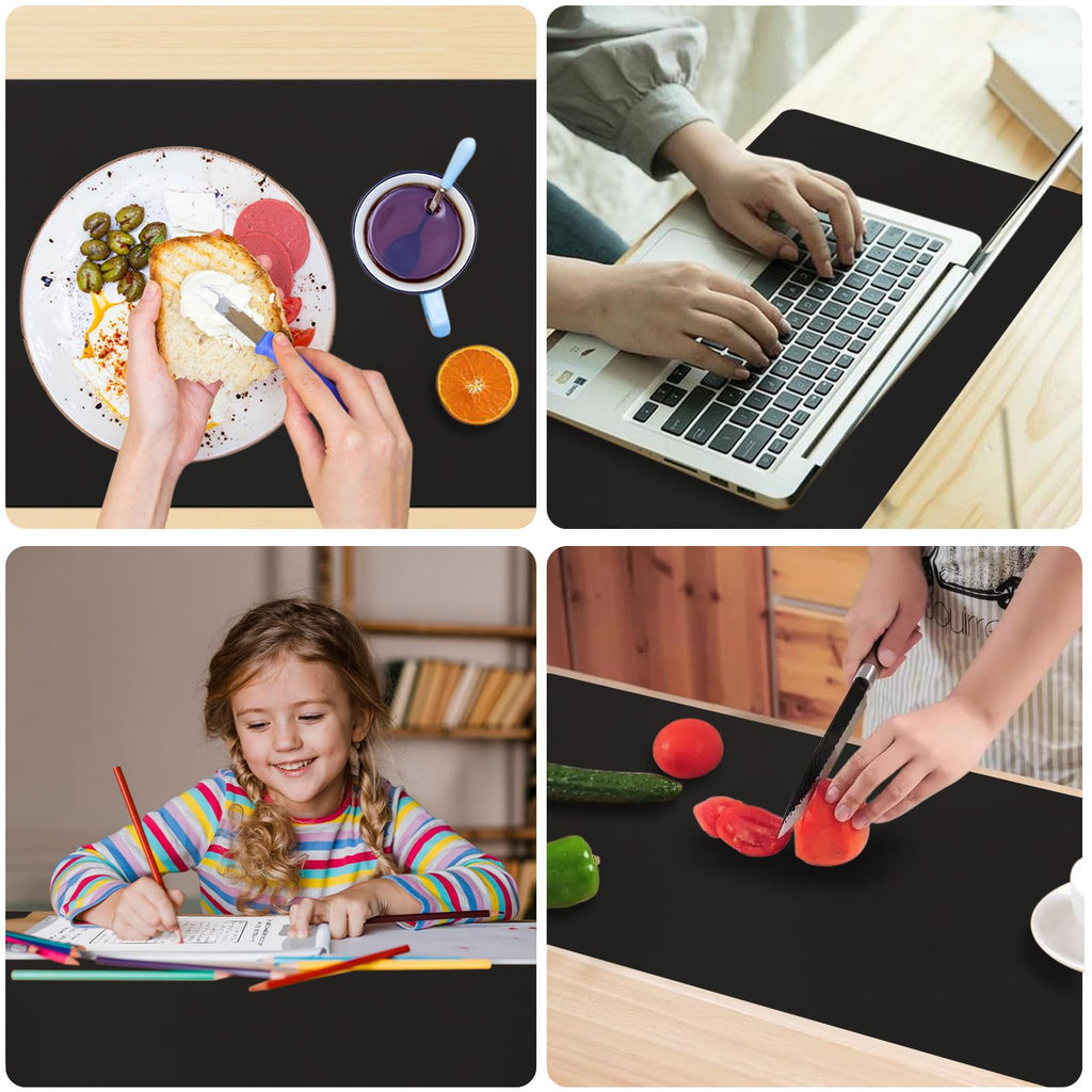 Large Silicone Mat, 72”x16” Heat Resistant Mats for Countertop, Cuttable Waterproof Kitchen Counter Mat, Multipurpose Countertop Protector Mat, Silicone Mats for Kitchen Counter (Black)