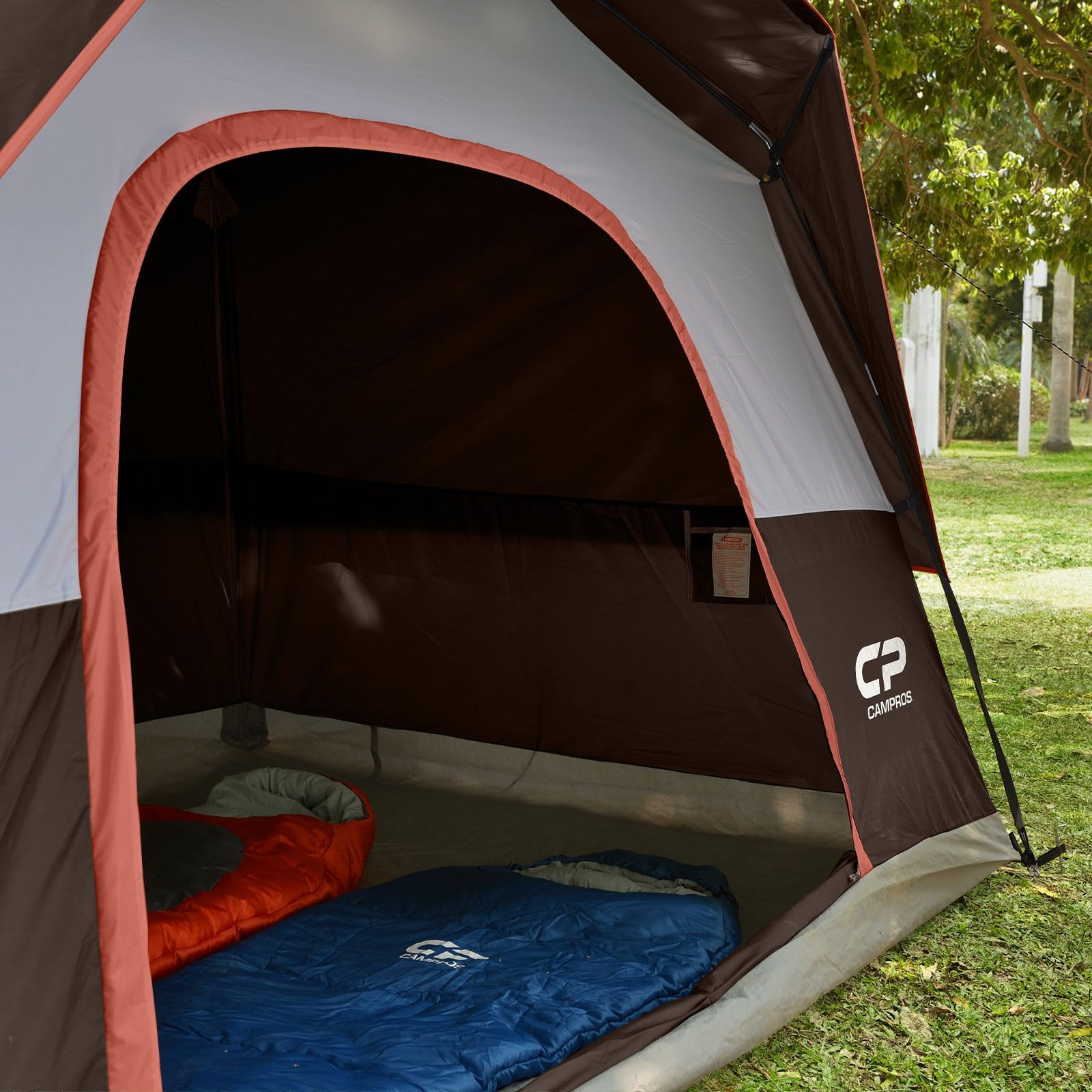 CAMPROS CP Camping Tent 2/4/6 Person, Waterproof Windproof Double Layer Dome Tent, Easy Setup with Large Mesh Windows & Wide Door for Outdoor Camping Backyard