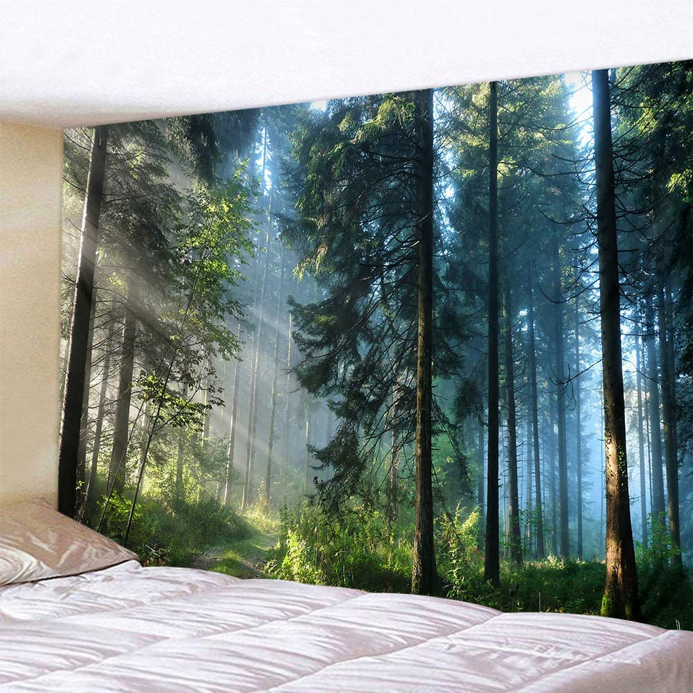 Llamazing Forest Landscape Home Decor - Living Room & Bedroom Magic Tapestry (Sunlight&Creek, 60''L51''W)