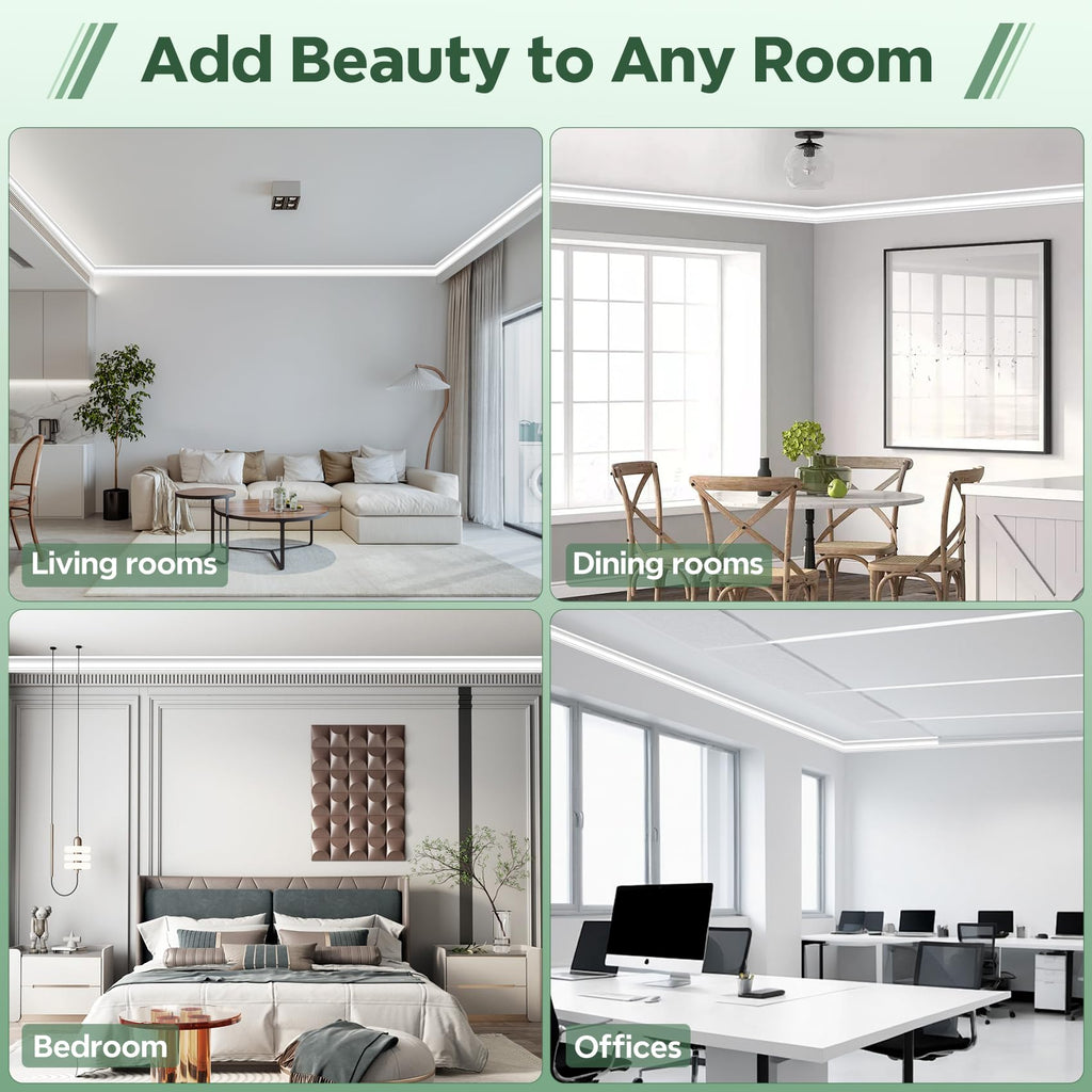 STICKGOO Ceiling Crown Molding Trim 10-Pack 40Ft in Total Length, High-Impact Polystyrene Decorative Ceiling Molding Bars -Installed with Glue, White (Adhesive not Included)