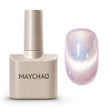 MAYCHAO 15ML Golden Amethyst Cat Eye Gel Nail Polish 1Pc Velvet Mirage Cat Eye Gel Polish Soak off Holographic Magnetic Nail Polish for Nail Art Manicure Salon DIY at Home, 0.5 OZ