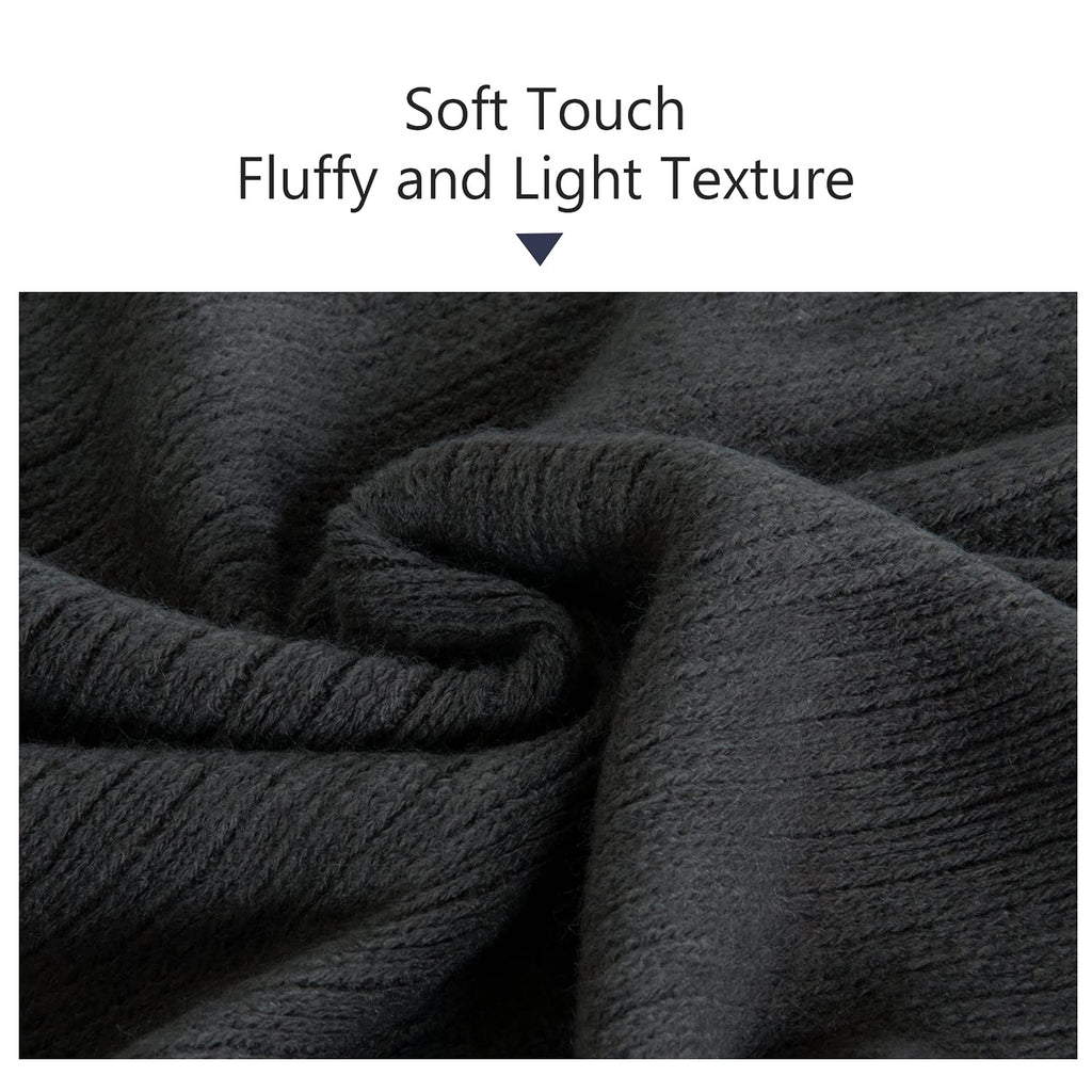 NTBAY Acrylic Knitted Throw Blanket, Lightweight and Soft Cozy Decorative Woven Blanket with Tassels for Travel, Couch, Bed, Sofa, 51x67 Inches, Grey Wave