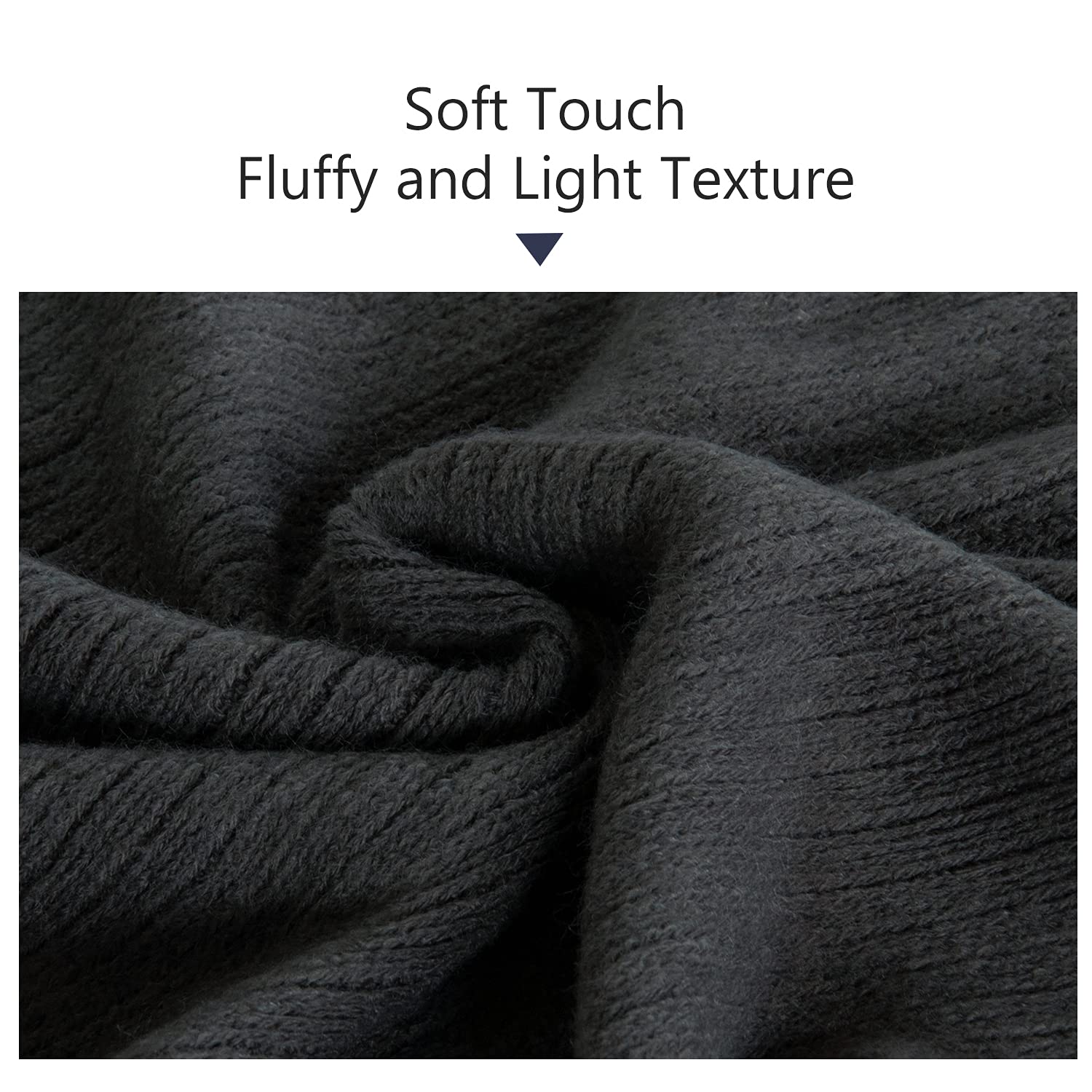 NTBAY Acrylic Knitted Throw Blanket, Lightweight and Soft Cozy Decorative Woven Blanket with Tassels for Travel, Couch, Bed, Sofa, 51x67 Inches, Grey Wave