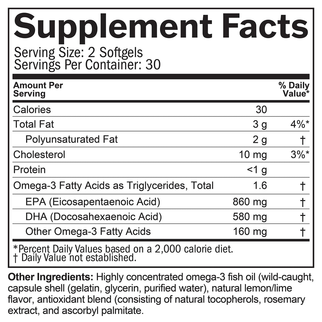 BRAINMD Omega-3 Power - 60 Capsules - Joint & Immune Support Supplement - Contains DHA & EPA - Gluten Free - Dr Amen - 30 Servings