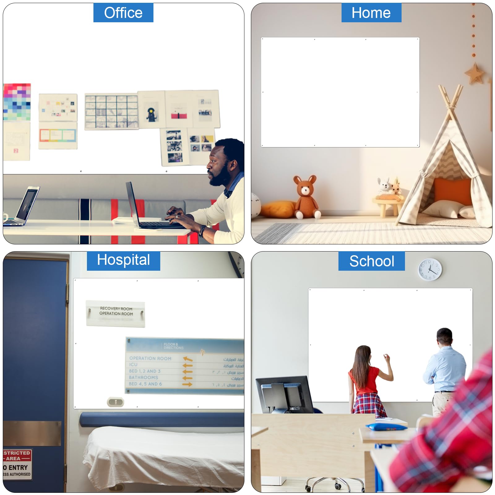 Ireer Magnetic Board Steel Magnet Bulletin Boards for Walls to Display Magnetic Notes Photos for Home Office Classroom, Pre Drilled with Screws and Dry Wet Erase Feature(Black,24 x 48 Inch)