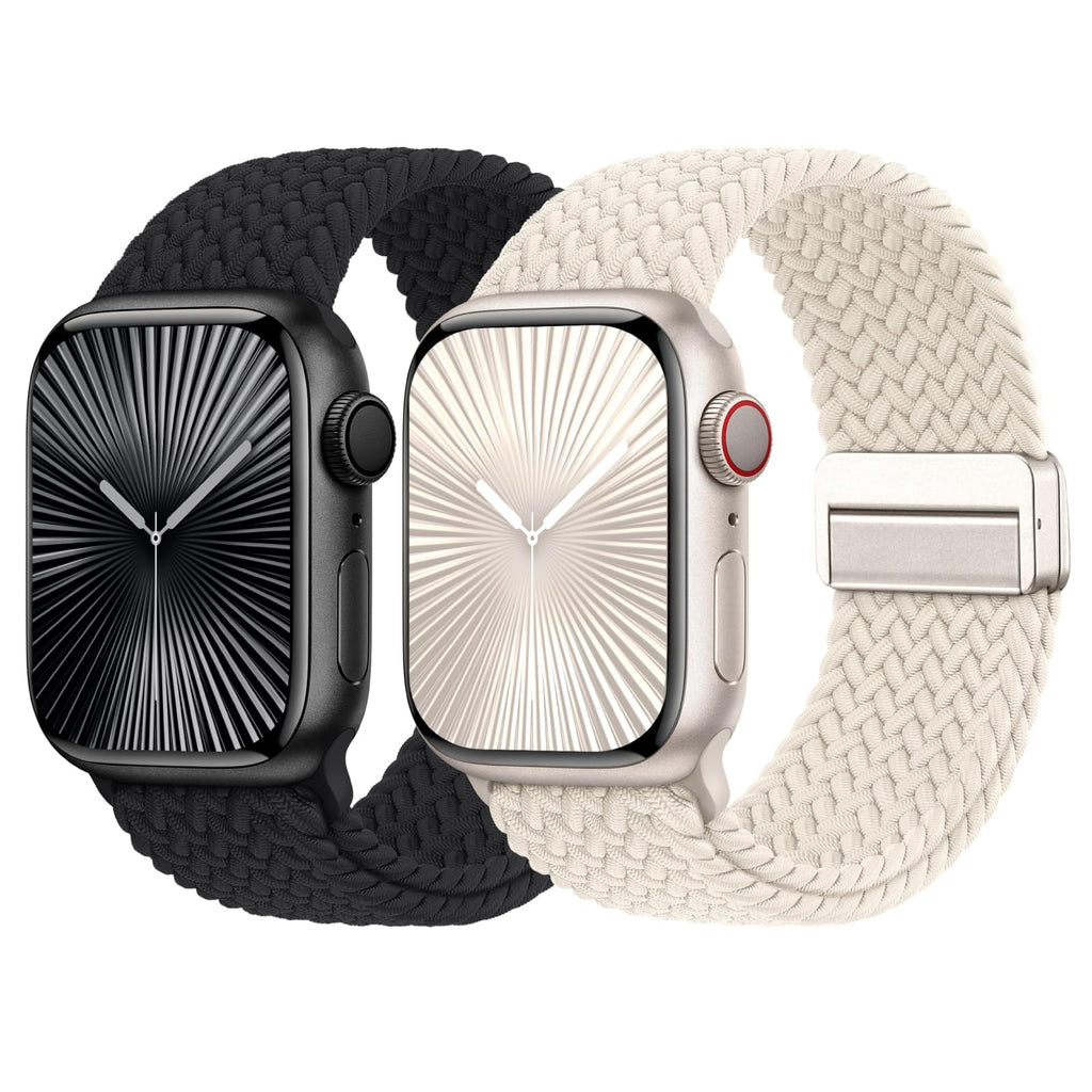 Braided Stretchy Bands with Magnetic Clasp Compatible for Apple Watch Band 38mm 40mm 41mm 42mm 44mm 45mm 46mm 49mm Women Men, Nylon Sport Solo Loop for iWatch Series 11 10 9 8 7 6 5 4 3 Ultra 3 2 1 SE