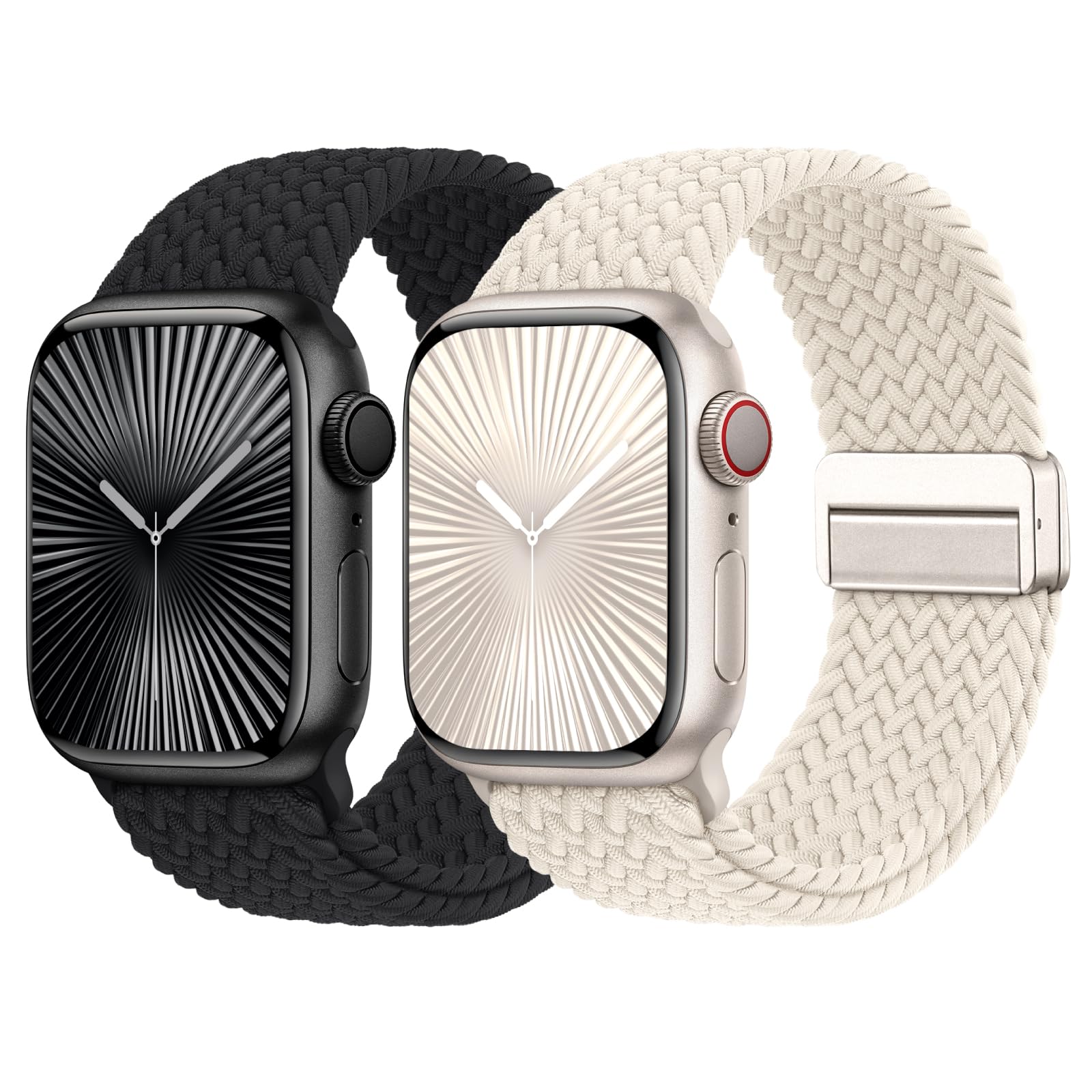Braided Stretchy Bands with Magnetic Clasp Compatible for Apple Watch Band 38mm 40mm 41mm 42mm 44mm 45mm 46mm 49mm Women Men, Nylon Sport Solo Loop for iWatch Series 11 10 9 8 7 6 5 4 3 Ultra 3 2 1 SE
