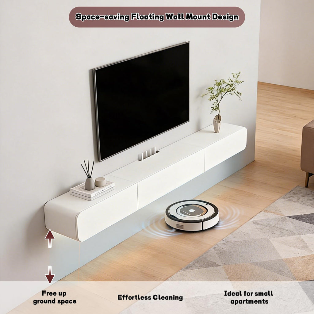 FPIGSHS Wall Mounted Media Console with 2 Drawers Solid Wood Floating TV Stand Hanging TV Shelf Entertainment Center TV Cabinet, for Home Office (A, 120cm/47.2in)