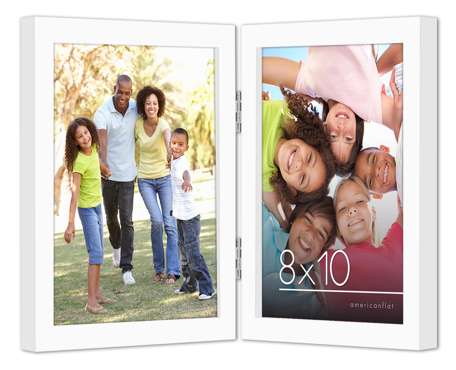 Americanflat Hinged 4x6 Picture Frame with Shatter-Resistant Glass - Double Picture Frames with Engineered Wood - Signature Collection - Photo Frame for Tabletop Display - Black