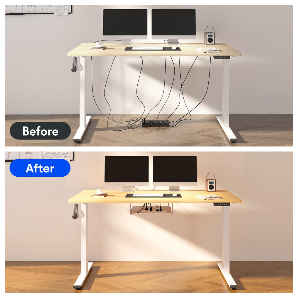 FLEXISPOT EN2 Whole-Piece Standing Desk with Clamp Power Strip, 40 x 24'' Electric Stand Up Height Adjustable Desk with Cable Management (Black Frame + 40" Black Top)