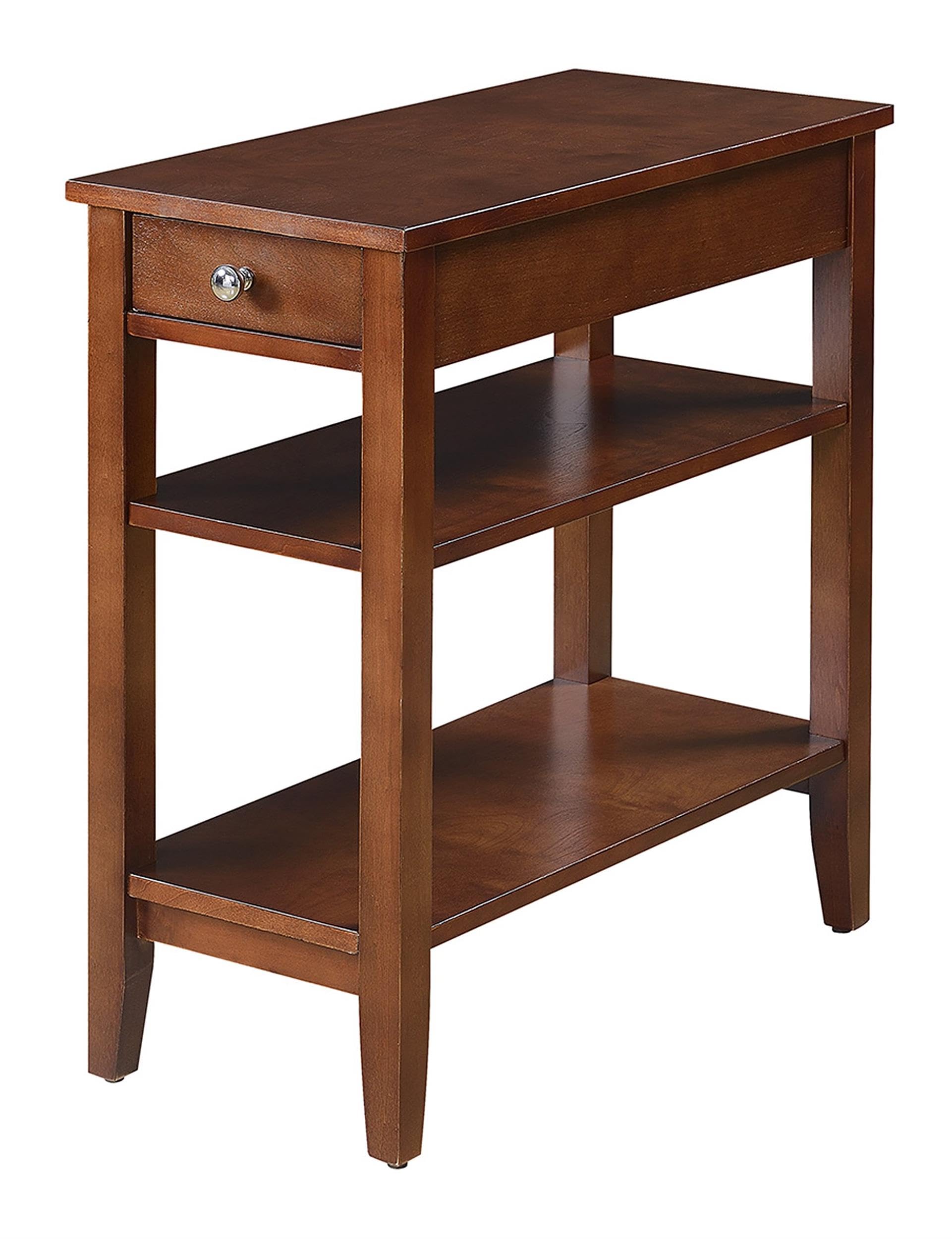 Convenience Concepts American Heritage Chairside End Table with Drawer 23.5" - Classic Living Room Table with Storage Shelf, Bedroom Nightstand, Black
