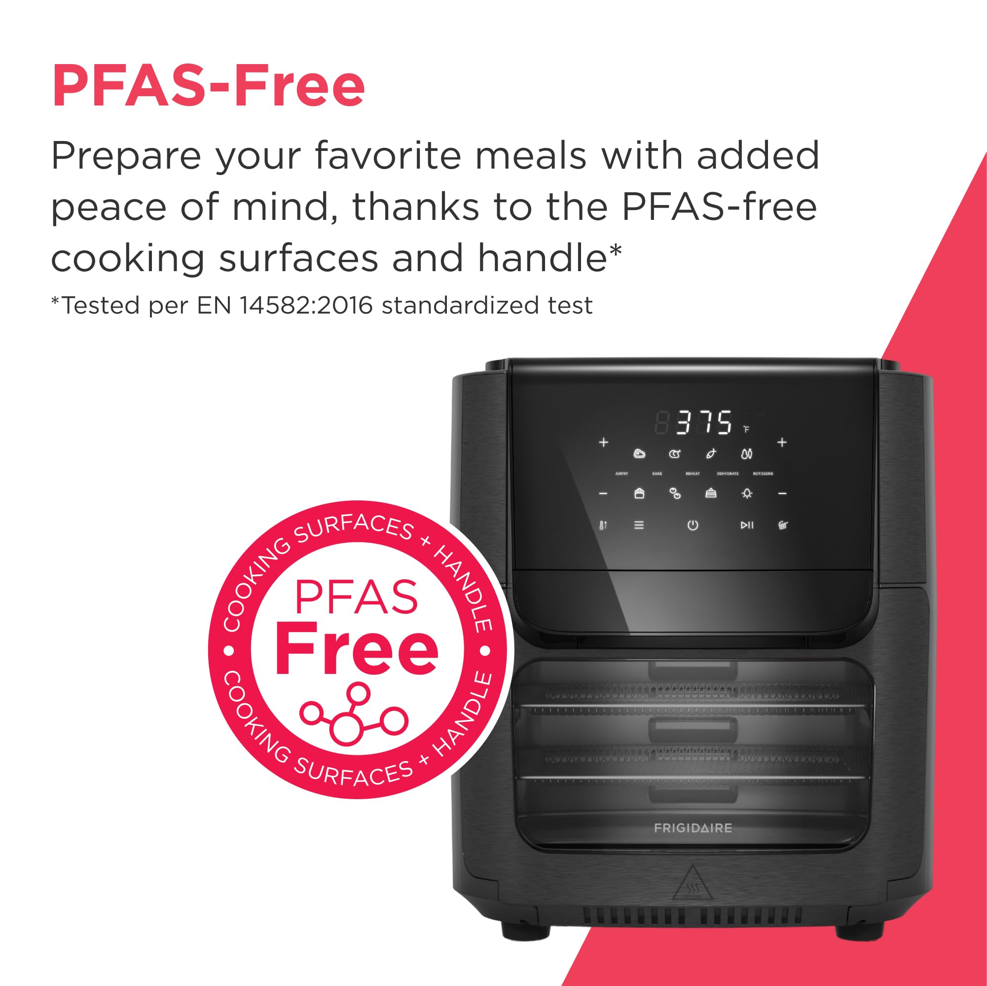 Frigidaire 3-in-1 Air Fryer, Large 5.3 QT Capacity, Digital Display, 3 Cooking Modes, 5 Recipe Presets, Automatic Shake Reminder, PFAS-Free Cooking Surfaces, Black