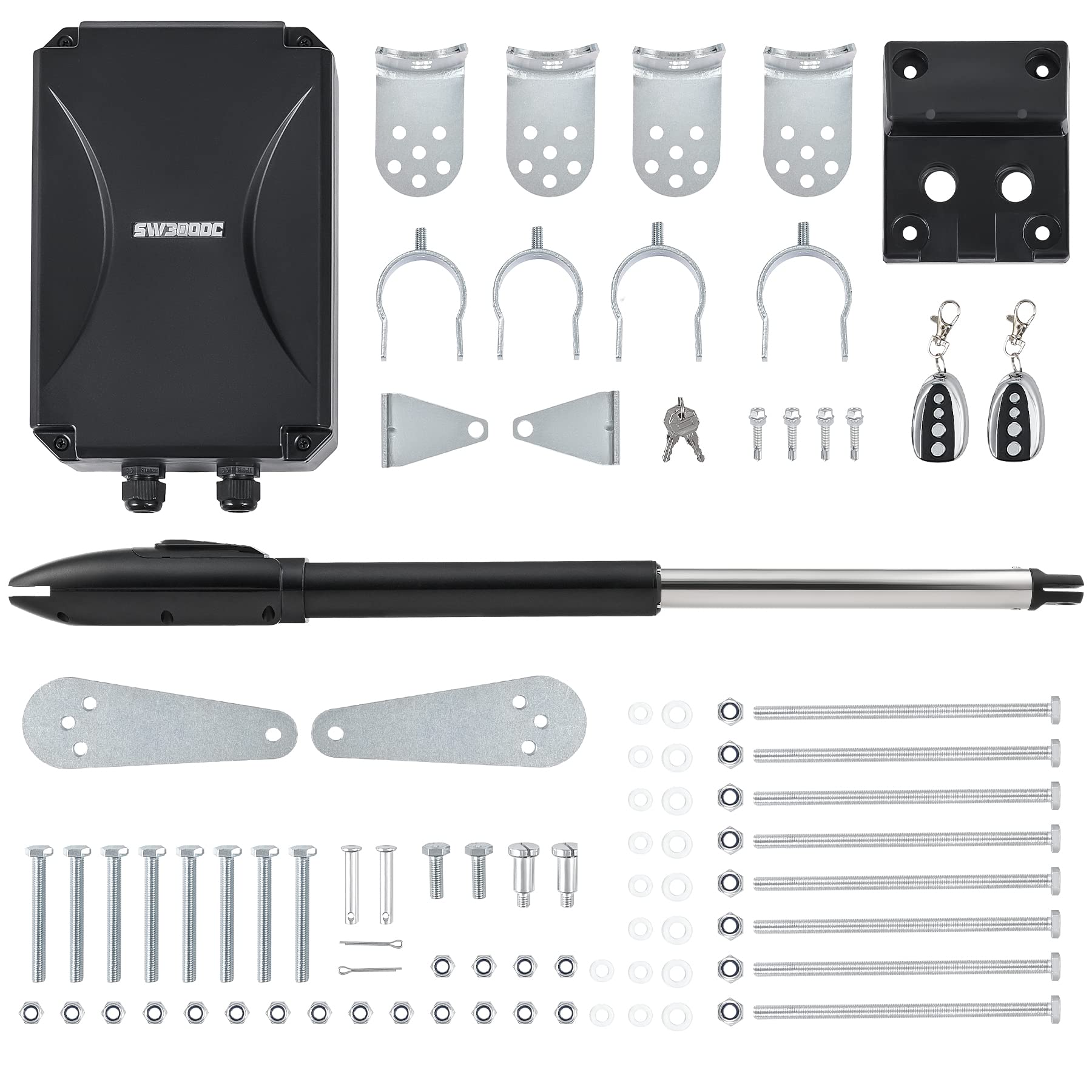 CO-Z Automatic Dual Swing Gate Opener Kit, Electric Gate Opener for Doors up to 660lb*2 18ft, Driveway Home Garden Gate System for Double Swing Gates, Dual Gate Complete Kit with Remote Control