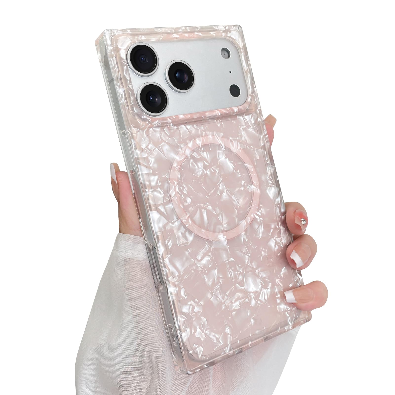 Cute Case for iPhone 13 Pro Case for Women Girls with Iridescent Cloud Pattern Design, Aesthetic Trendy Girly Matte Glitter Sparkly Rainbow Rectangle Protective Phone Cover, Sun Set Sky