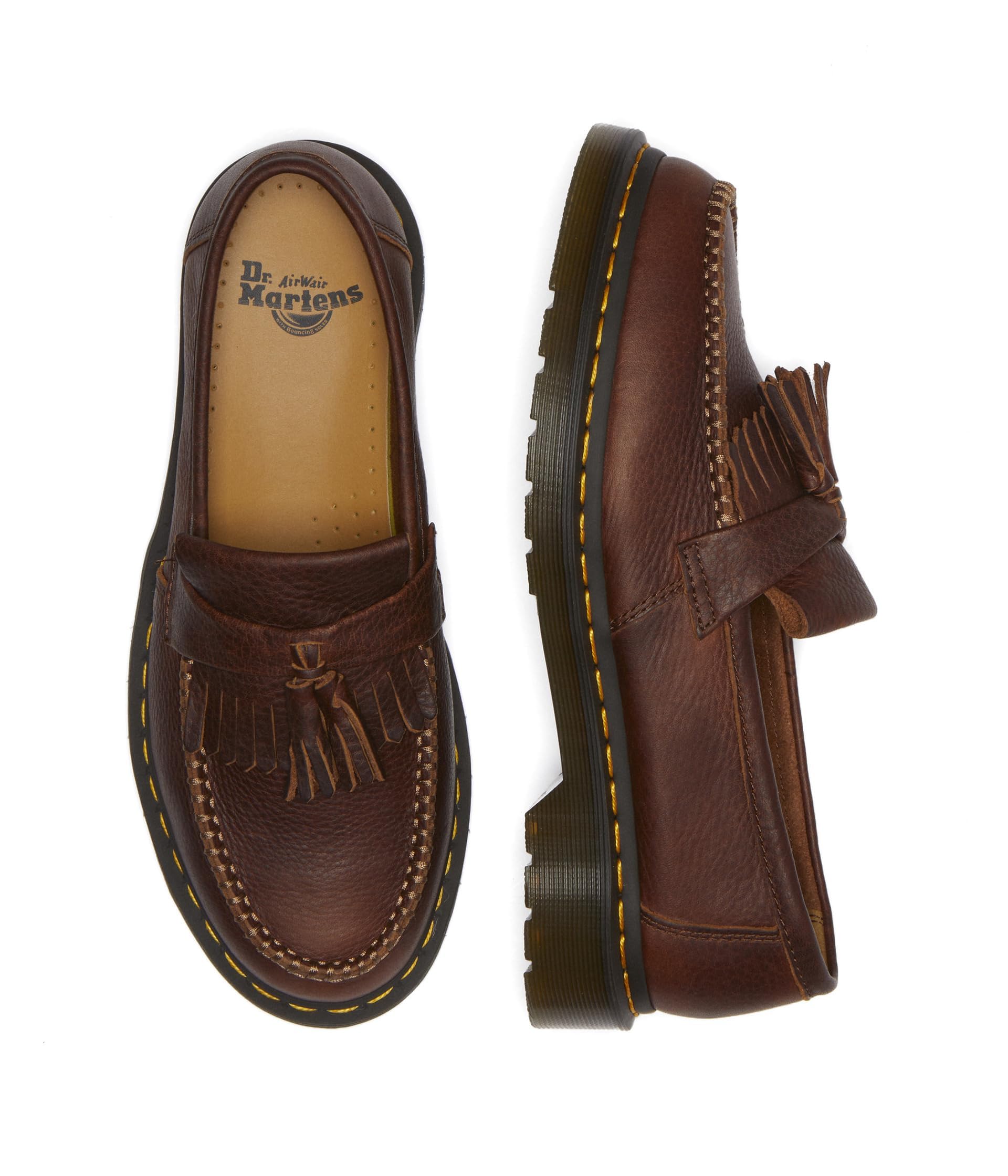 Dr. Martens Unisex Adult Adrian Yellow Stitch Leather Loafers
