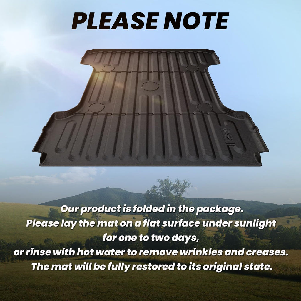 LASFIT Truck Bed Mat for 2009-2016 Ford F250 F350 F450 6.75ft Super Duty 81.9'' Bed Liner(Not fit with Drop-in Bed Liner), TPE 100% All Weather Car Bed Mat for F-250 F-350 F-450,1PCS Black