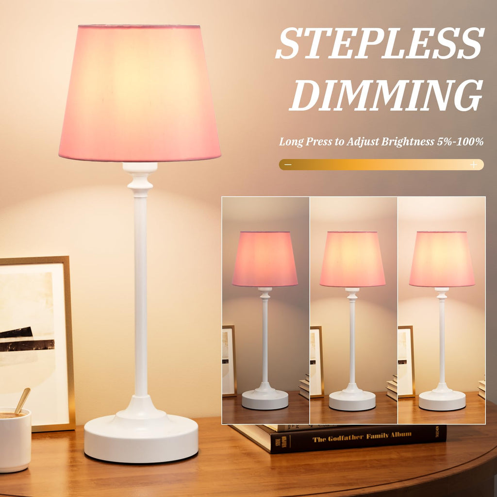 Touch Control Cordlss Table Lamp, USB-C Rechargeable Lamp with Stepless Dimming, 4000mAh Battery Operated Bedside Lamp for Bedroom, Living Room, Night Light & Emergency Lighting, Black, 1 Pack