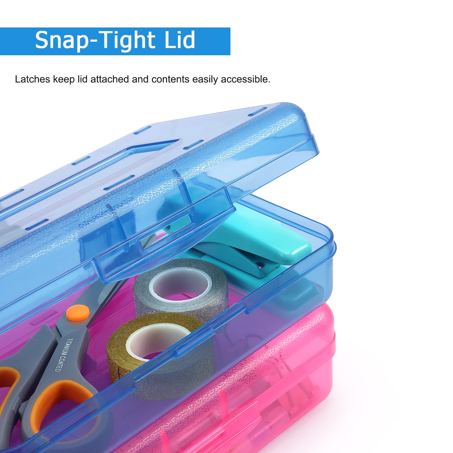 Tamaki 1 Pack Plastic Pencil Box Large Capacity Pencil Boxes Clear Boxes with Snap-tight Lid Stackable Design and Stylish Office Supplies Storage Organizer Box, Black