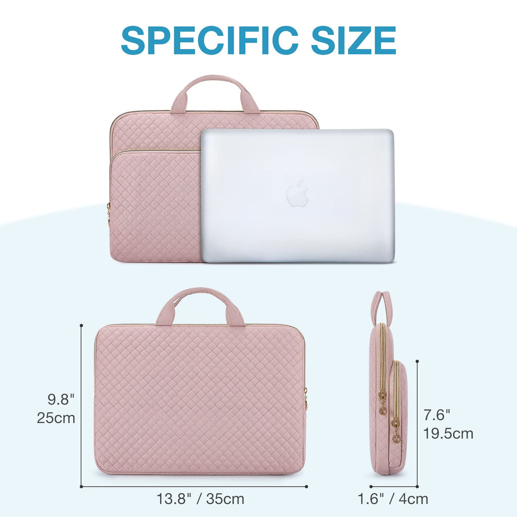 BAGSMART Laptop Case Compatible with 13-13.3 inch Notebook,Compatible with MacBook Pro 14 Inch,MacBook Air,Protective Carrying Bag with Pocket,Handles, Beige