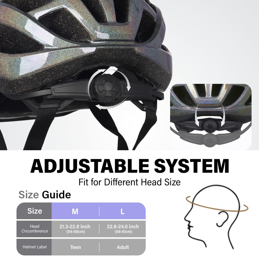 Youth Adult Road Bike Helmet, Men Women Adjustable Mountain Bicycle Helmet with Detachable Visor, 2 Sizes for Age 8-14+ Youth, Kids, Adult